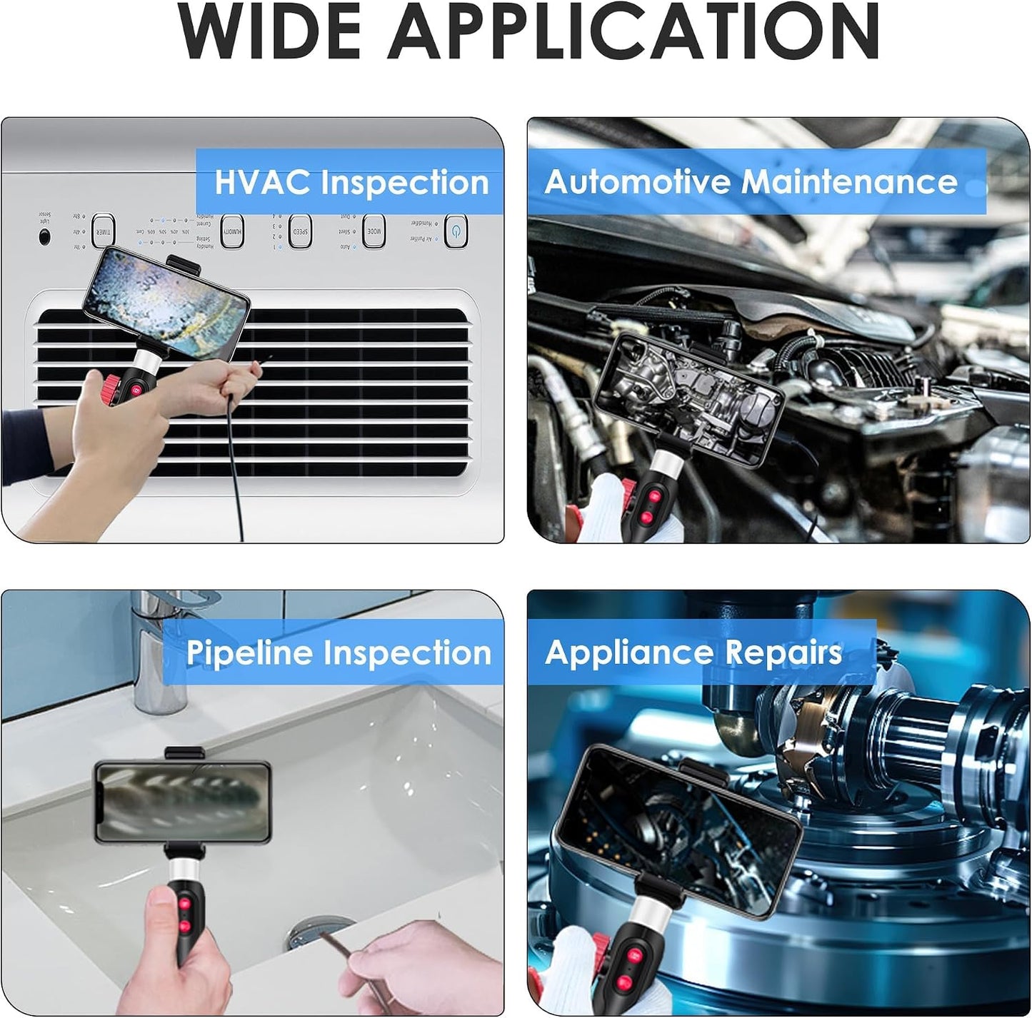 Two-Way Endoscope Camera with Light [360°Rotation],1080P HD,Borescope for iPhone IP67 Waterproof Automotive Engine Plumbing HVAC Inspection 6.2 mm Lens Industrial
