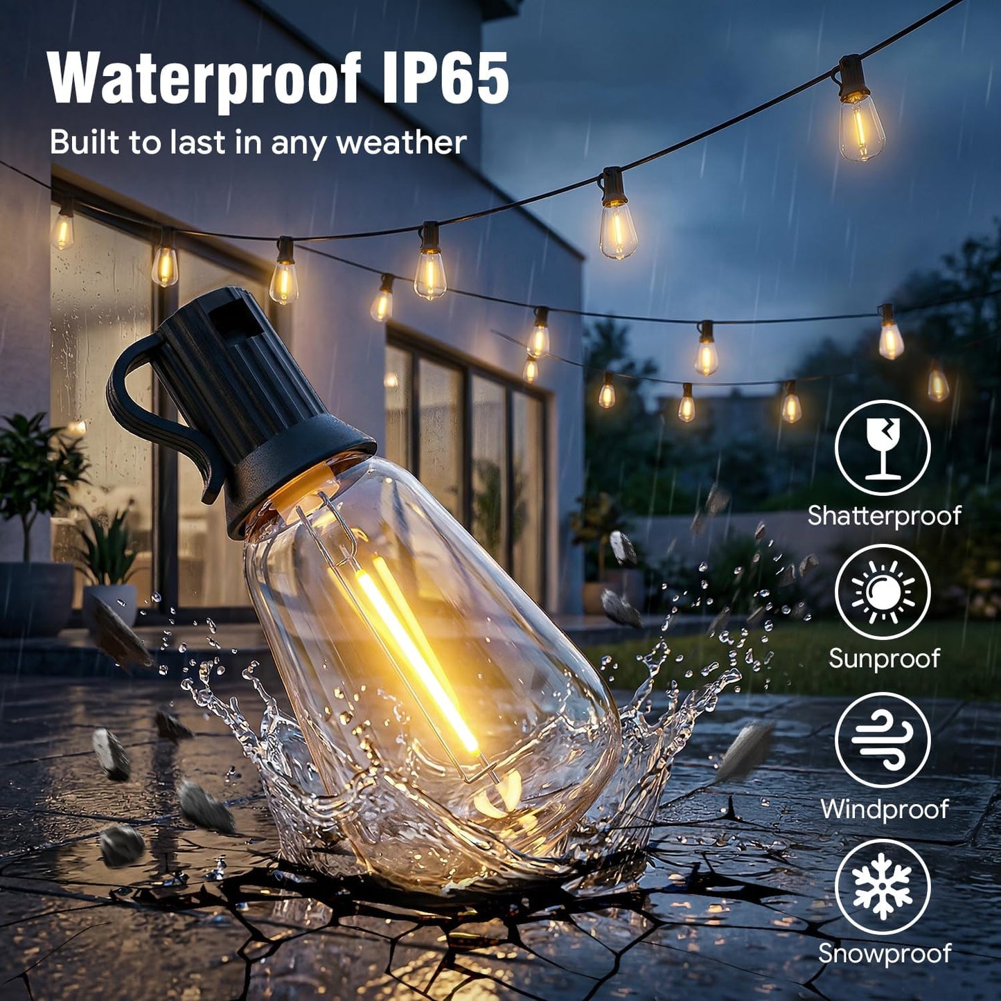 50ft-LED-Lights-Outdoor-Waterproof-String Lights-Patio-Outside-Porch-Backyard-Garden-Gazebo-Yard-Deck-Balcony-Party-Camping-House-Hanging-Lighting-Bulb-Remote-Bluetooth-Hanging-Edison-ST38