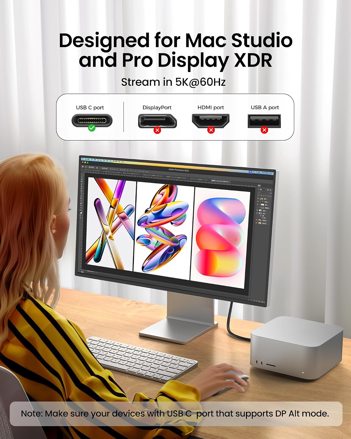 Silkland USB C Monitor Display Cable 3.3FT,8K@30Hz, 4K@144Hz/120Hz, 4K@60Hz | 20Gbps Data Transfer, 240W PD Charging, USB C 3.2 Gen 2x2 Cable, Compatible for iPhone 17, MacBook,CarPlay, Portable Monitor