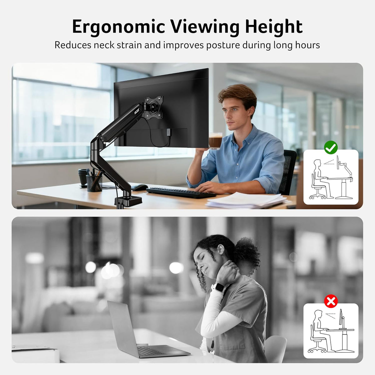 Acer Single Monitor Mount, Fully Adjustable Monitor Arm Fits 17-34" Screens