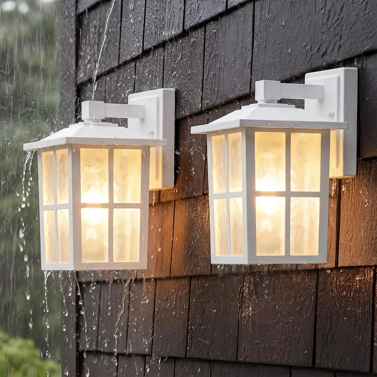 KDG White Outdoor Waterproof Modern Patio Wall Light Fixtures Set of 2