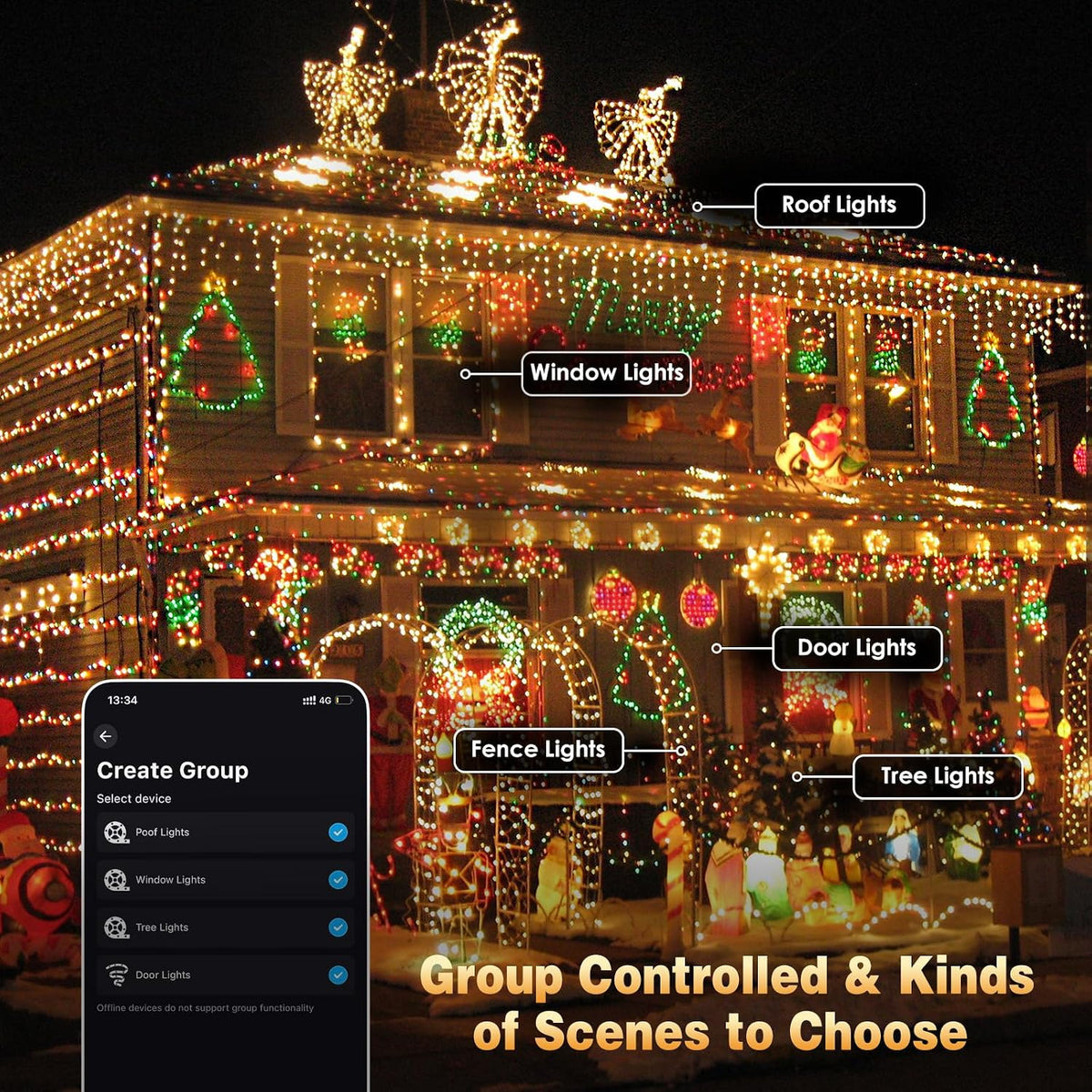 Smart Color Changing Christmas Halloween Tree Light String 66 FT 200 LED