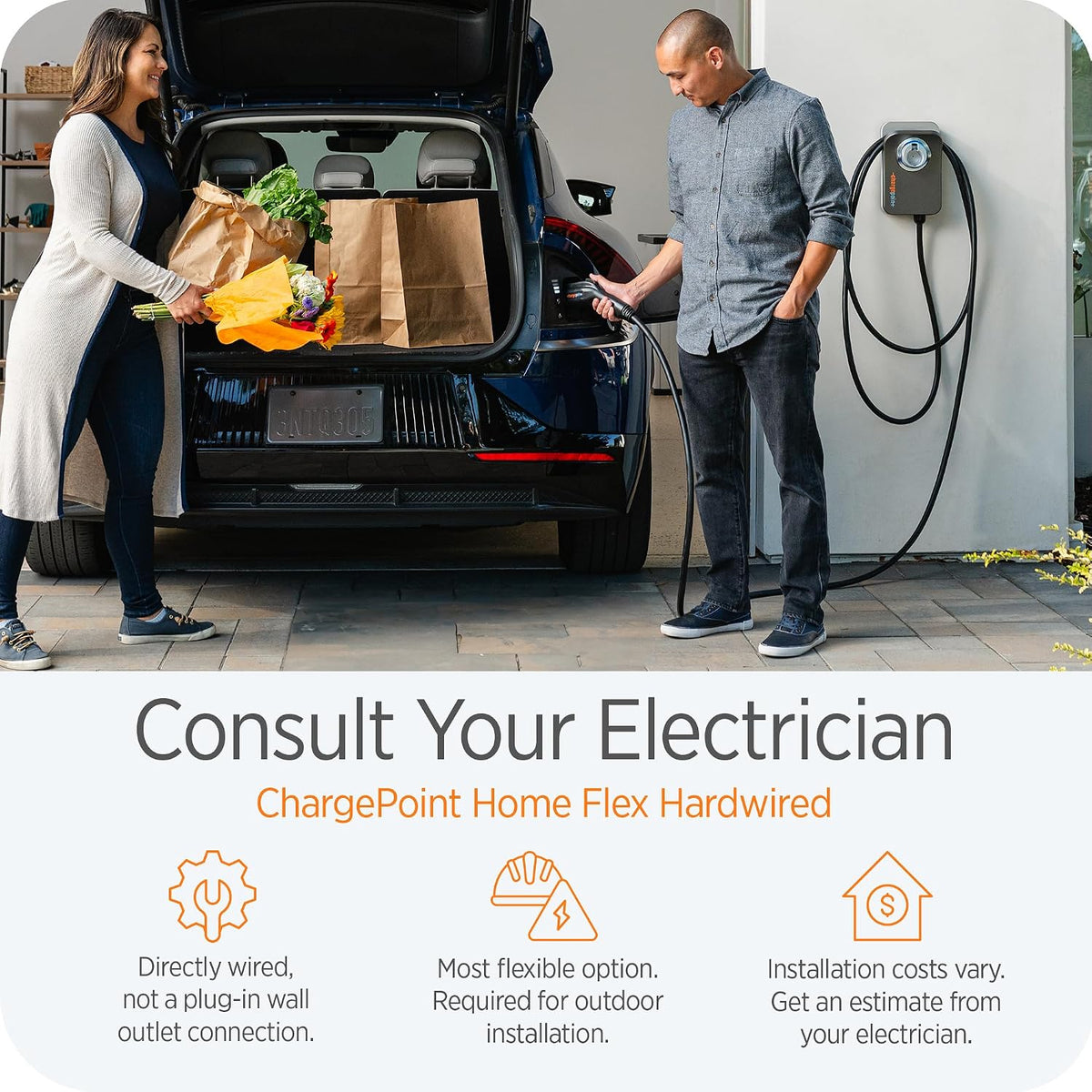ChargePoint HomeFlex Level 2 EV Charger, Hardwired NACS Charging Station – Tesla Compatible, Fast Charge Solution for Electric Vehicles | Tesla Compatible, Fast Charge Solution for Electric Vehicles
