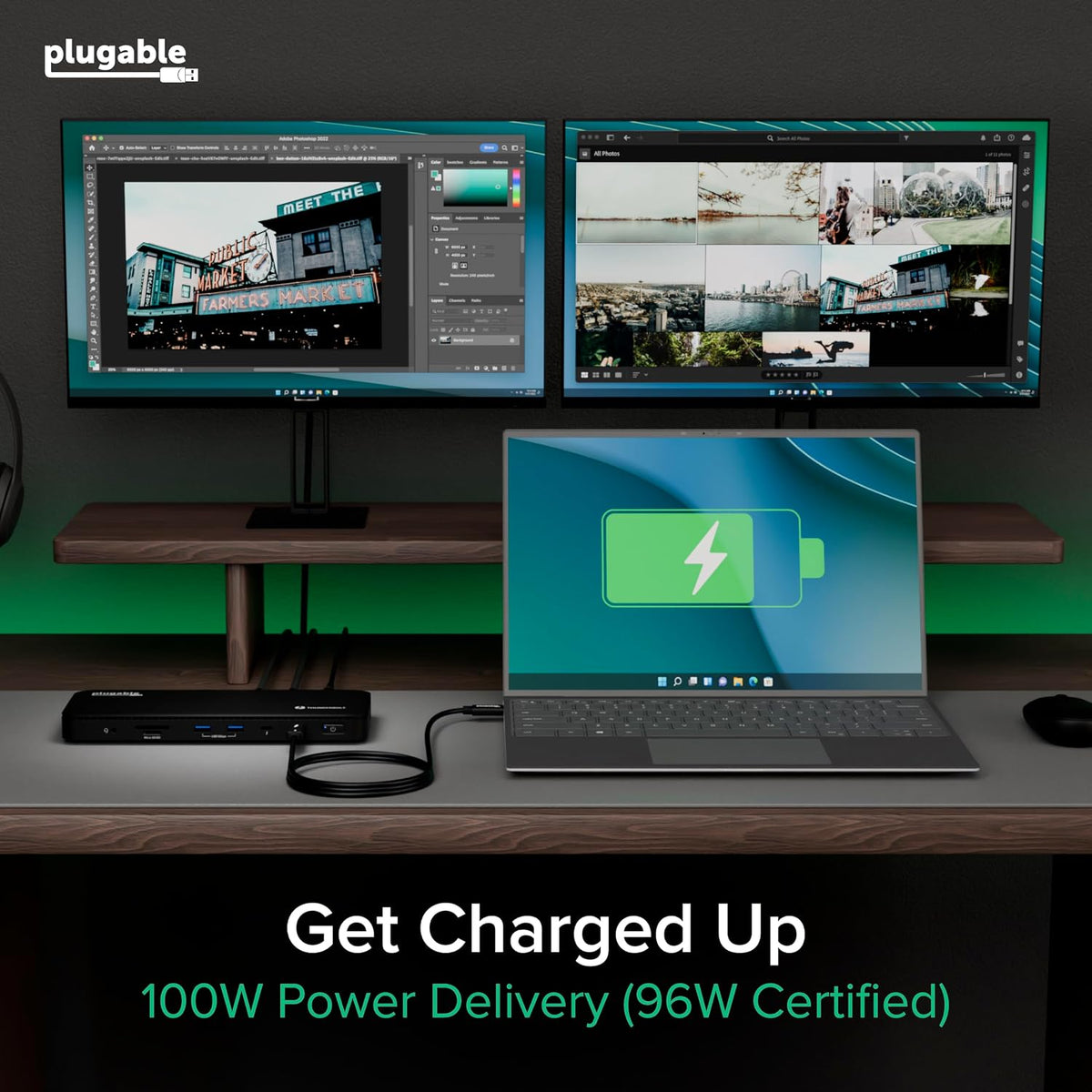 Plugable Thunderbolt 4 Dock with 100W Charging, Dual Monitor