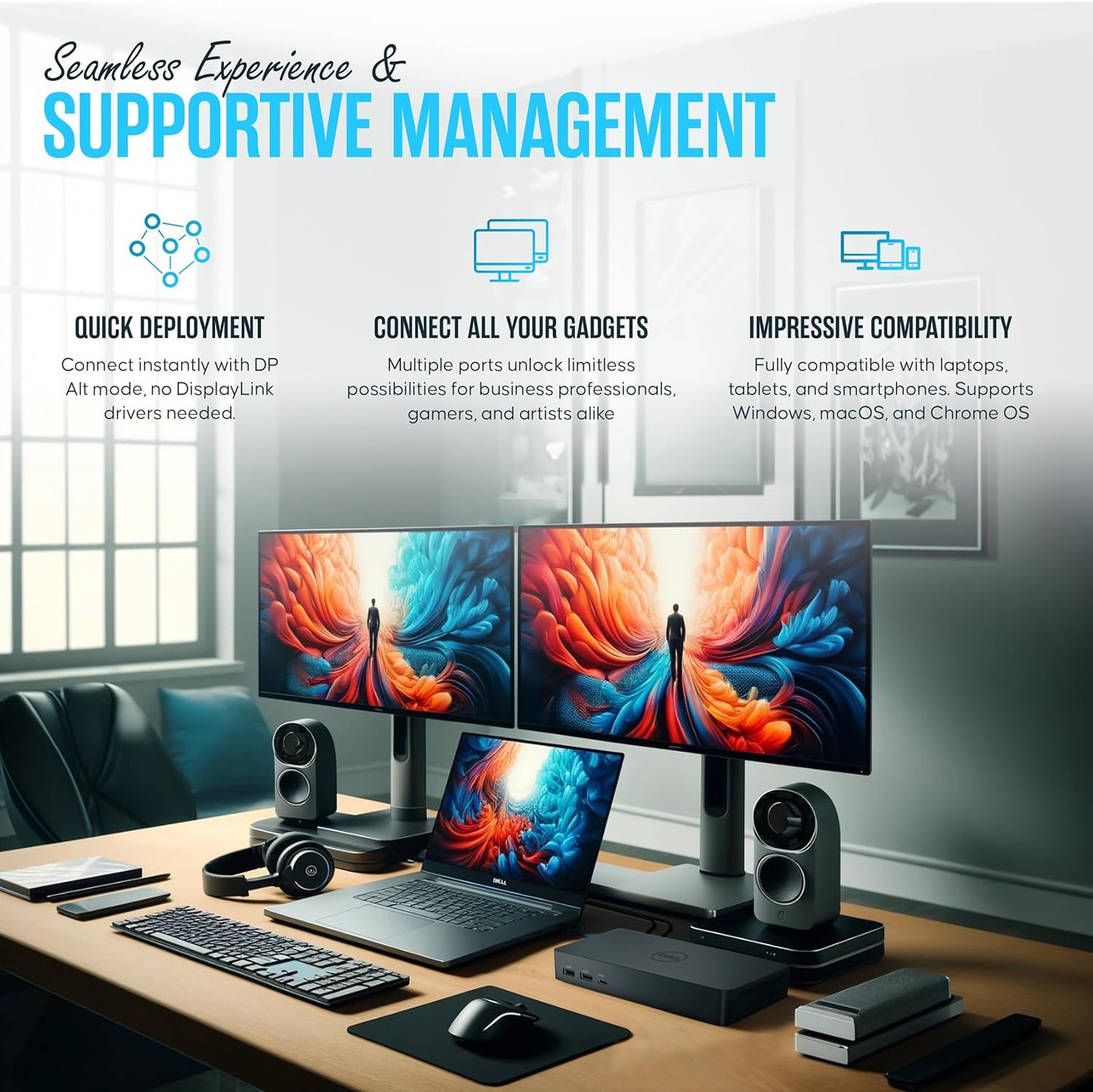 WD19 Dell Docking Station - Dual Monitor USB-C Dock with 130W & HDMI Cable | VGA & Mini DisplayPort Support, RJ45 Ethernet, Multiple USB 3.0/2.0 Ports, Audio Connectivity & One-Cable Workstation Setup