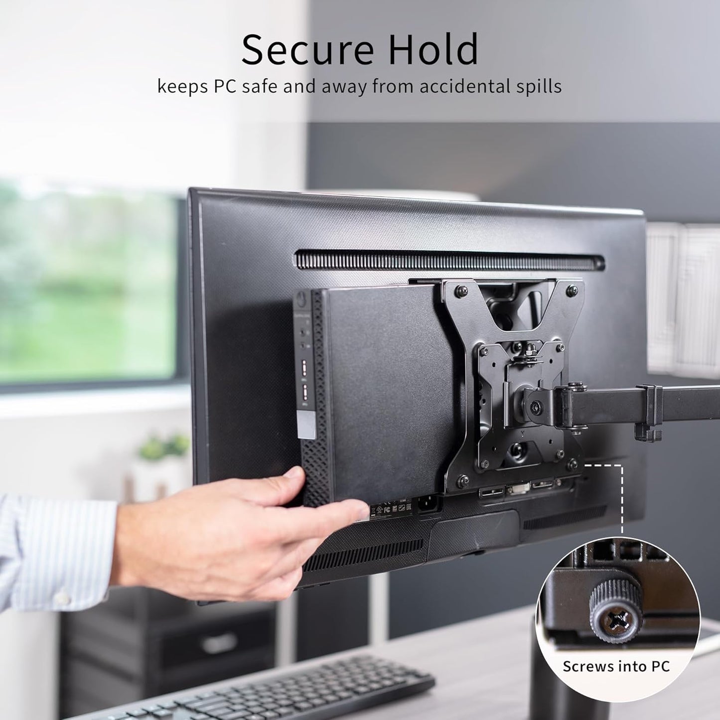 VIVO Behind Monitor Mini PC VESA Mount Designed for Dell OptiPlex Micro CPU, Monitor Arm Computer Holder, Concealed Behind Screen, Desk and Wall Mounting Options, Black, Mount-DLMM2