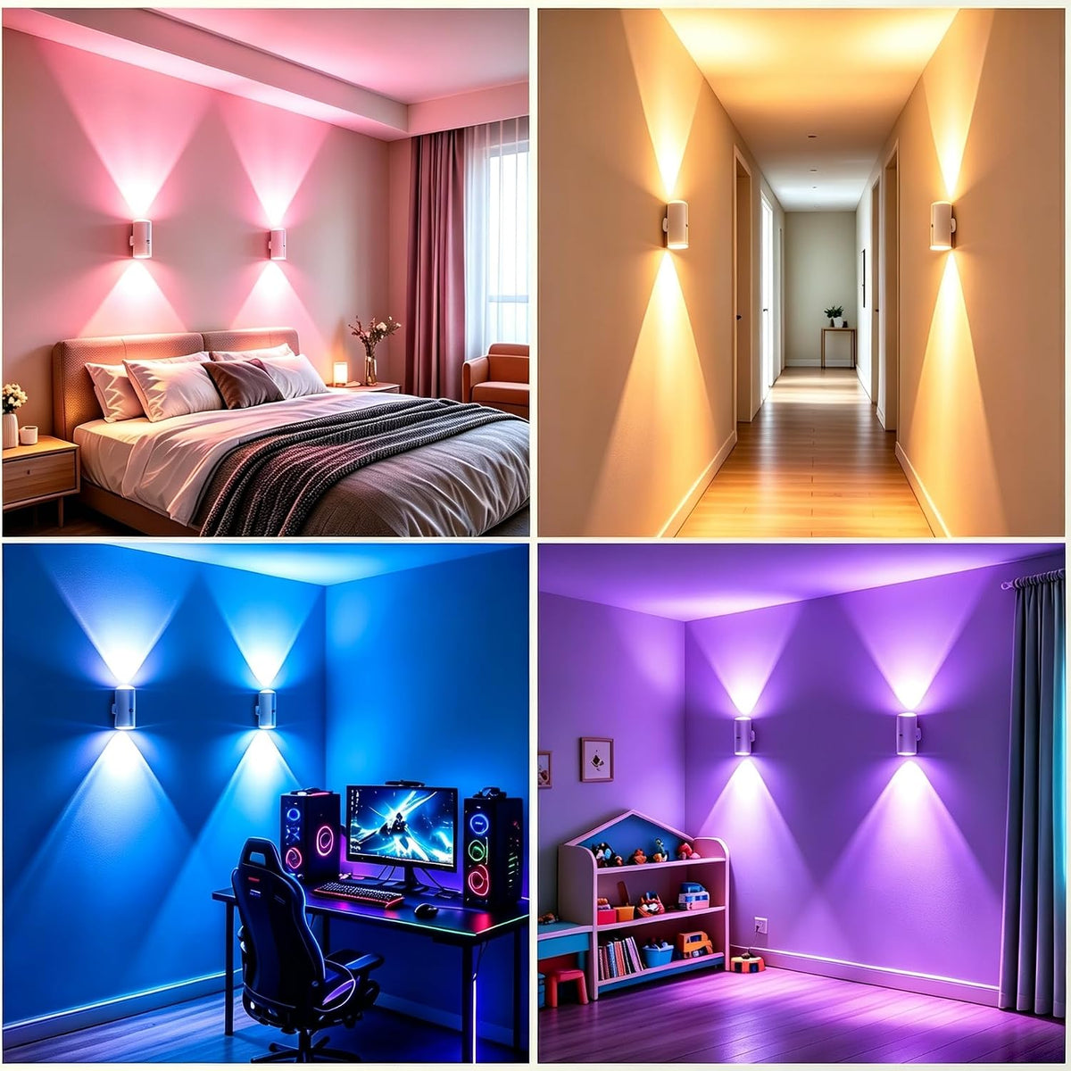 4 Pack RGB Dynamic Gradient Step Light, Rechargeable Motion Sensor LED Lamp