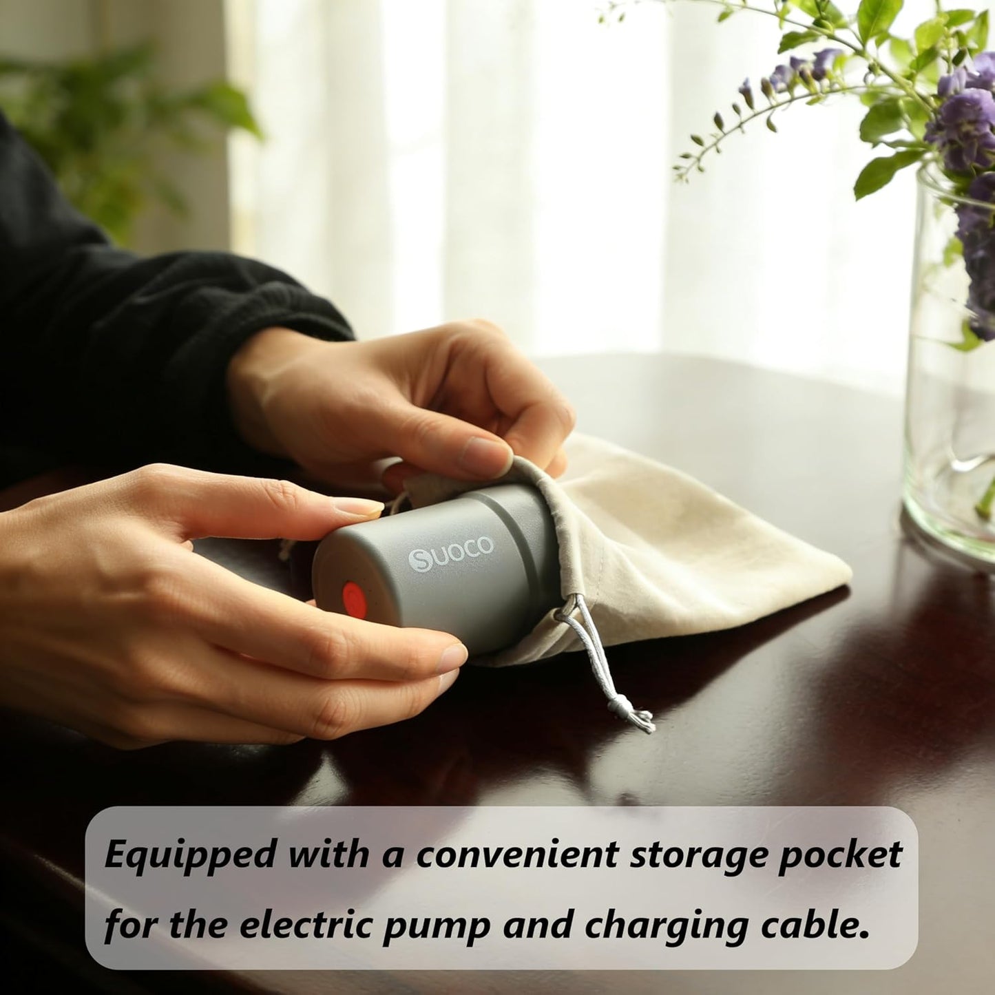 SUOCO Travel Vacuum Pump for Vacuum Storage Bags, Mini USB Rechargeable Portable Cordless Electric Pump for Compression Seal Space Saver Bags (Storage Bags Not Included), Grey
