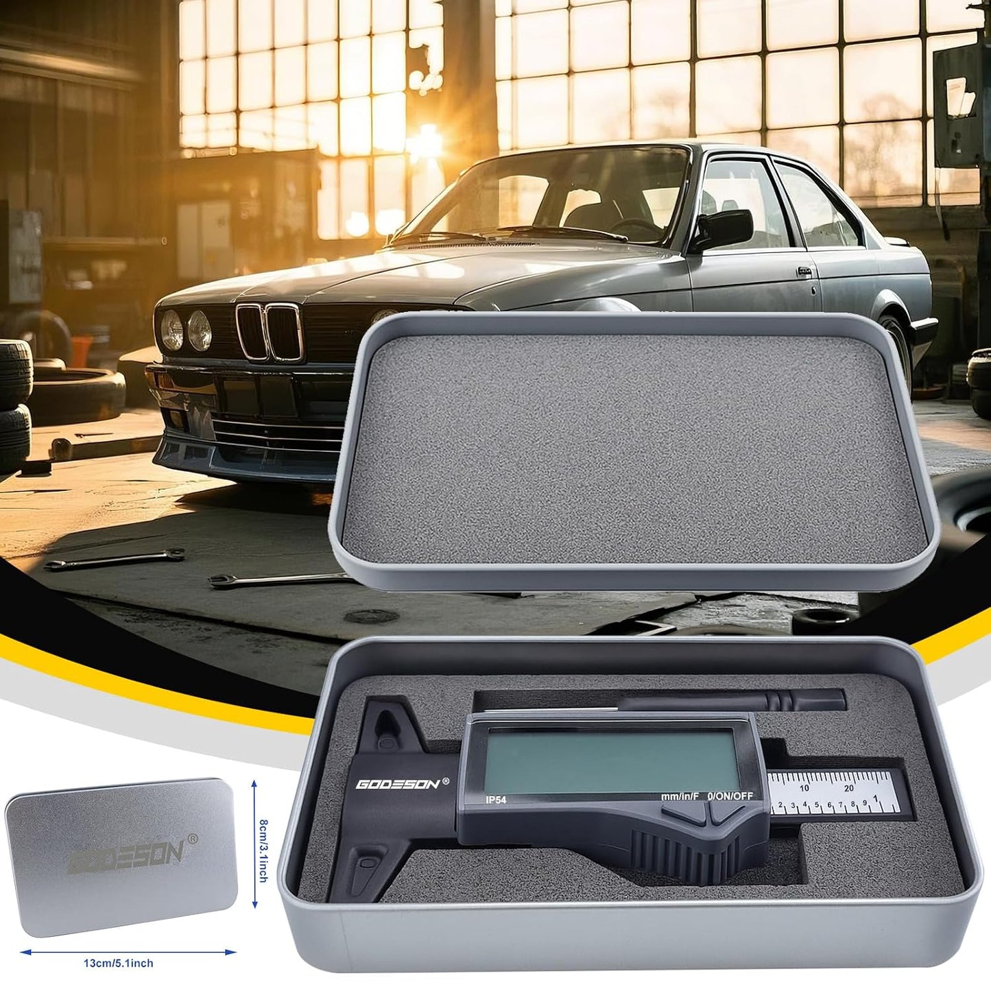 Digital Tire Tread Depth Gauge - IP54 Waterproof, 2.5" LCD Screen, 3 Modes (Fraction/Inch/MM), 1" Range, Auto-Off, Tire Wear Measure Gauge Tool 32nds for Car, Truck & SUV Tires