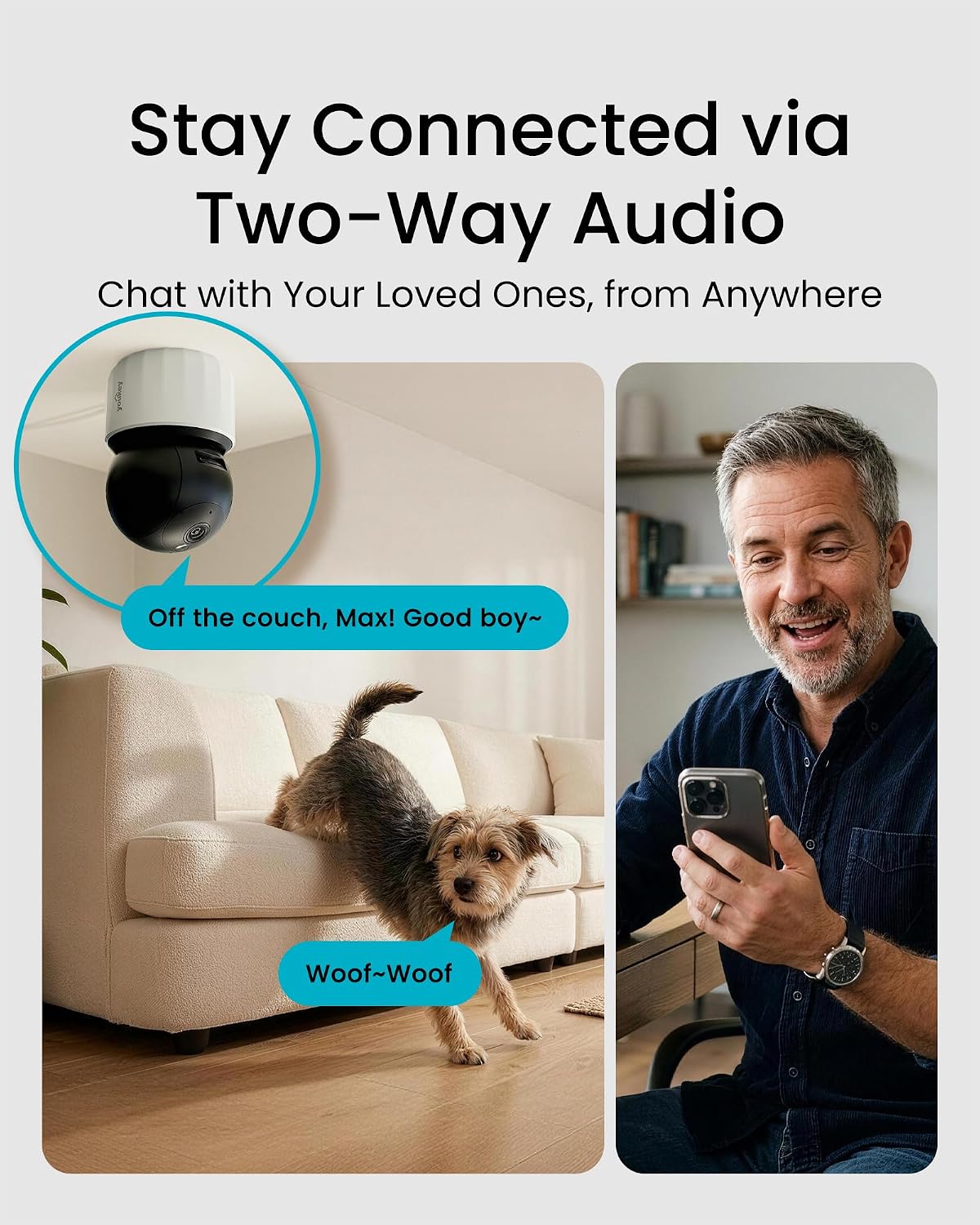 youkey 2K Indoor Secuirty Camera, 360° View Baby Monitor, Pet/Dog Camera
