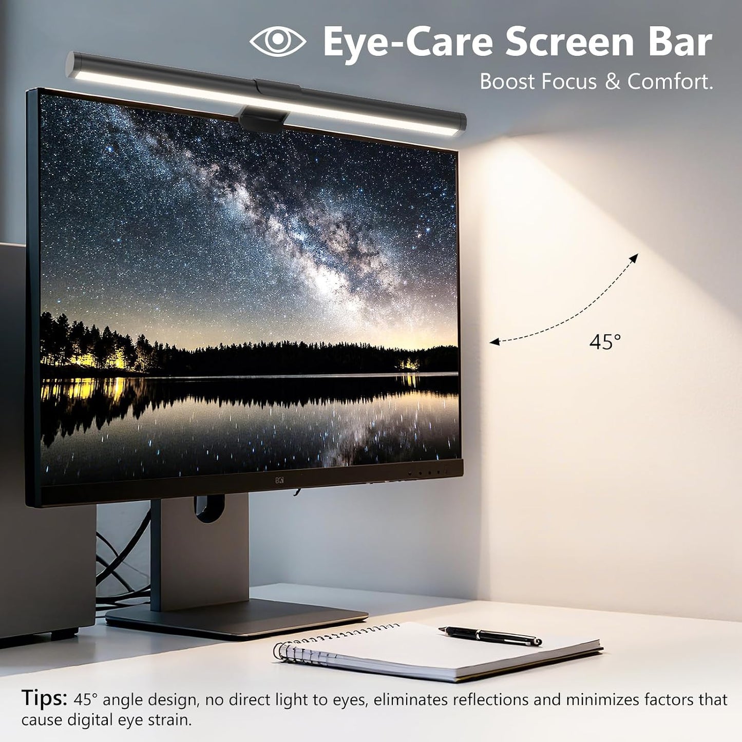 Monitor Light Bar, Eye-Care USB Reading Mnitor lamp, 11.8'' LED Computer Lights with Ultrawide Lighting, 3 Color Temperature Dimmable Desk Light for Home Office Gaming