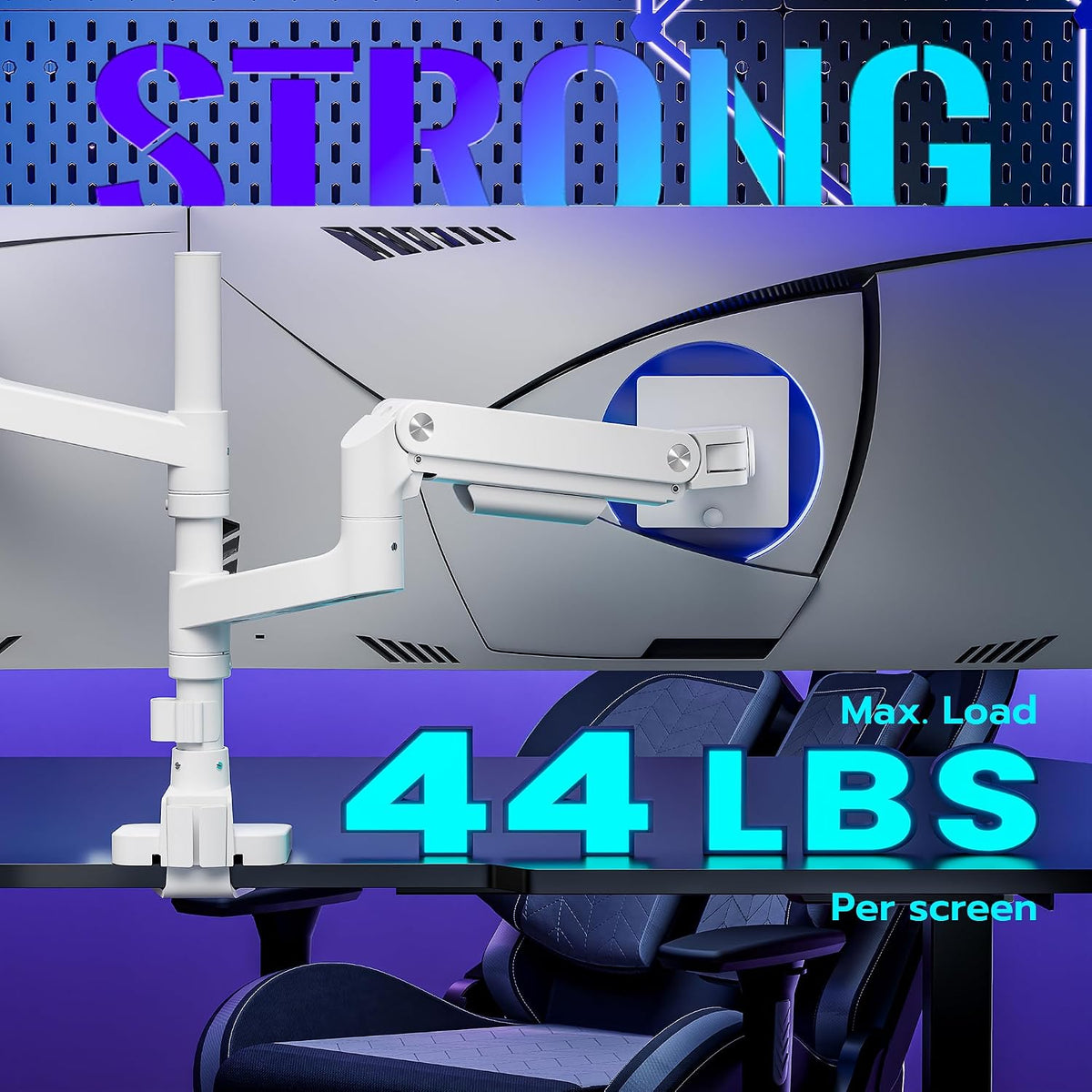 Dual Monitor Arm Desk Mount for 17-49 Inch Monitors Holds 44 lbs, White