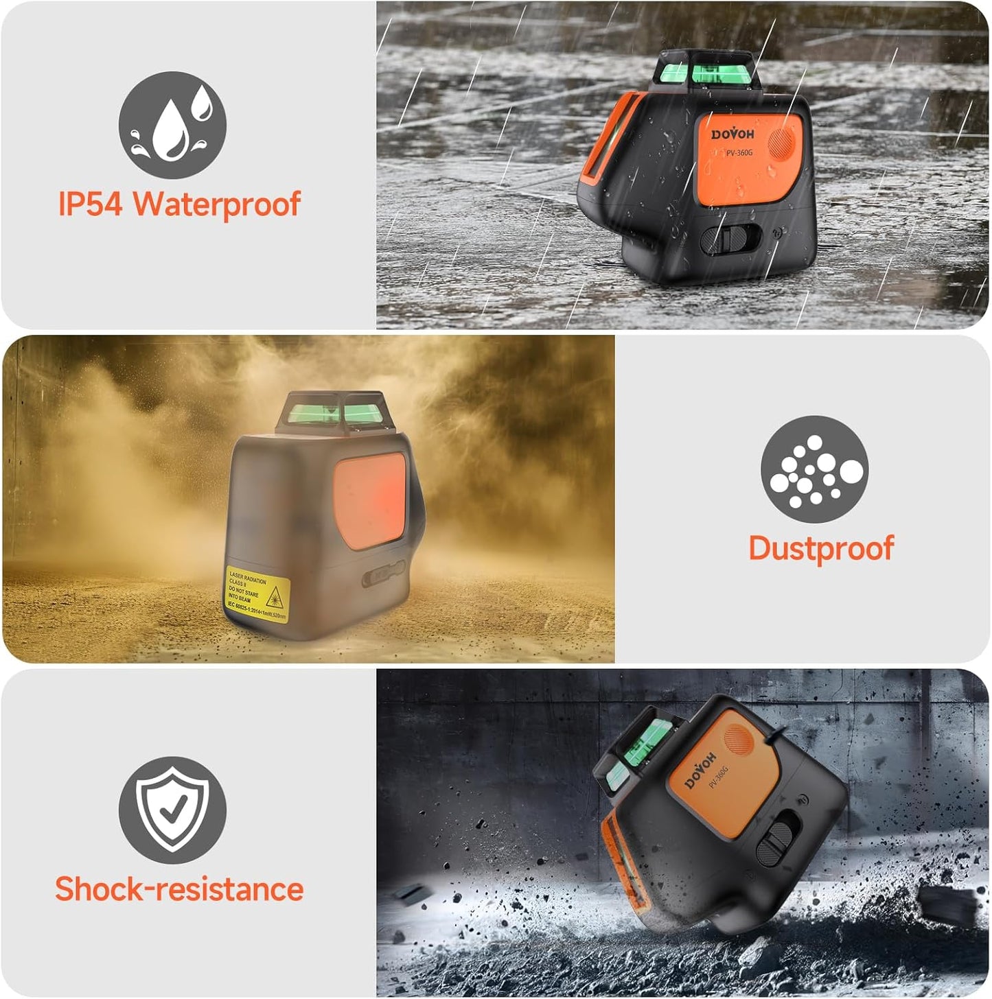 Plumb Dot Laser Level with Tripod, 360 Degree, PV-360G-KIT | 2 Plumb Points, Self Leveling, Rechargeable, Green Beam, Entry Level, For Layout, Framing, HVAC, Plumbing, Construction
