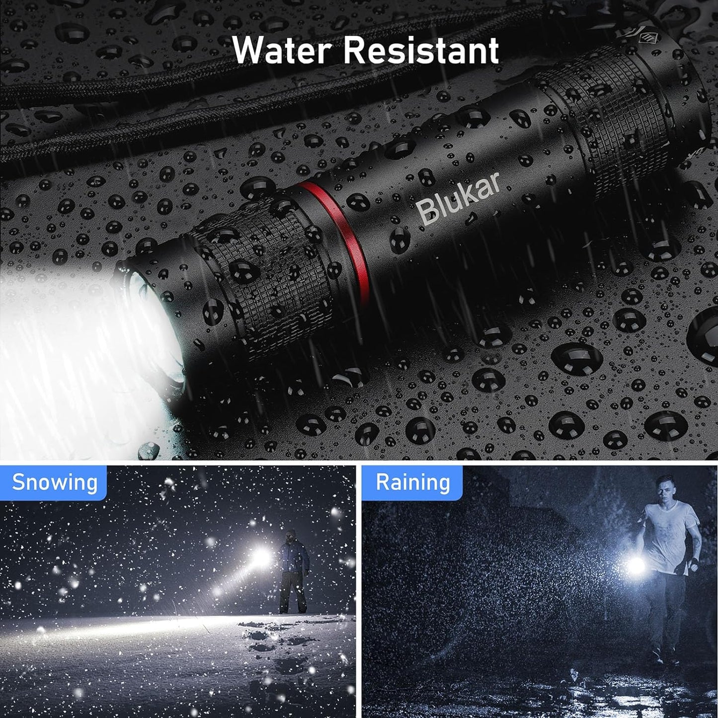 Blukar Rechargeable Flashlight 2 Pack, Super Bright Flashlights | Adjustable Focus, 4 Lighting Modes, Long Lasting, Waterproof Small Mini LED Flash Light for Power Cuts, Emergency, Camping