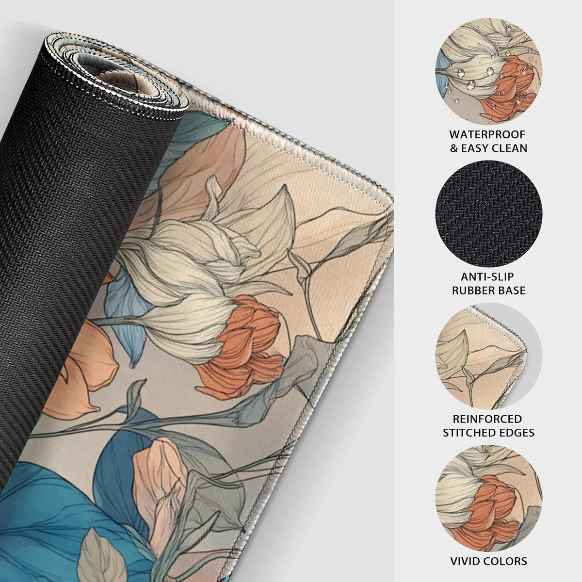 Japanese Floral Large Gaming Mouse Pad Desk Mat 31.5"x15.7"