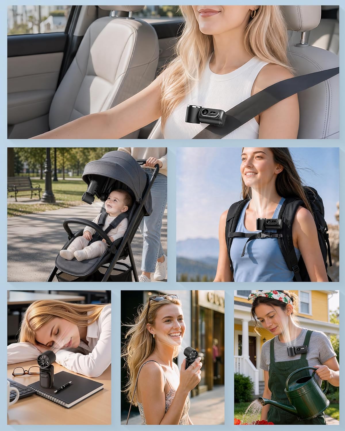 Mini Clip on Fan Handheld, 3000mAh Rechargeable Portable Fan with LED Display, 3-in-1 Personal Cooling Fan, 4 Speeds Quiet USB C Fan for Stroller Desk Travel Camping Office for Women Men Kids, Black