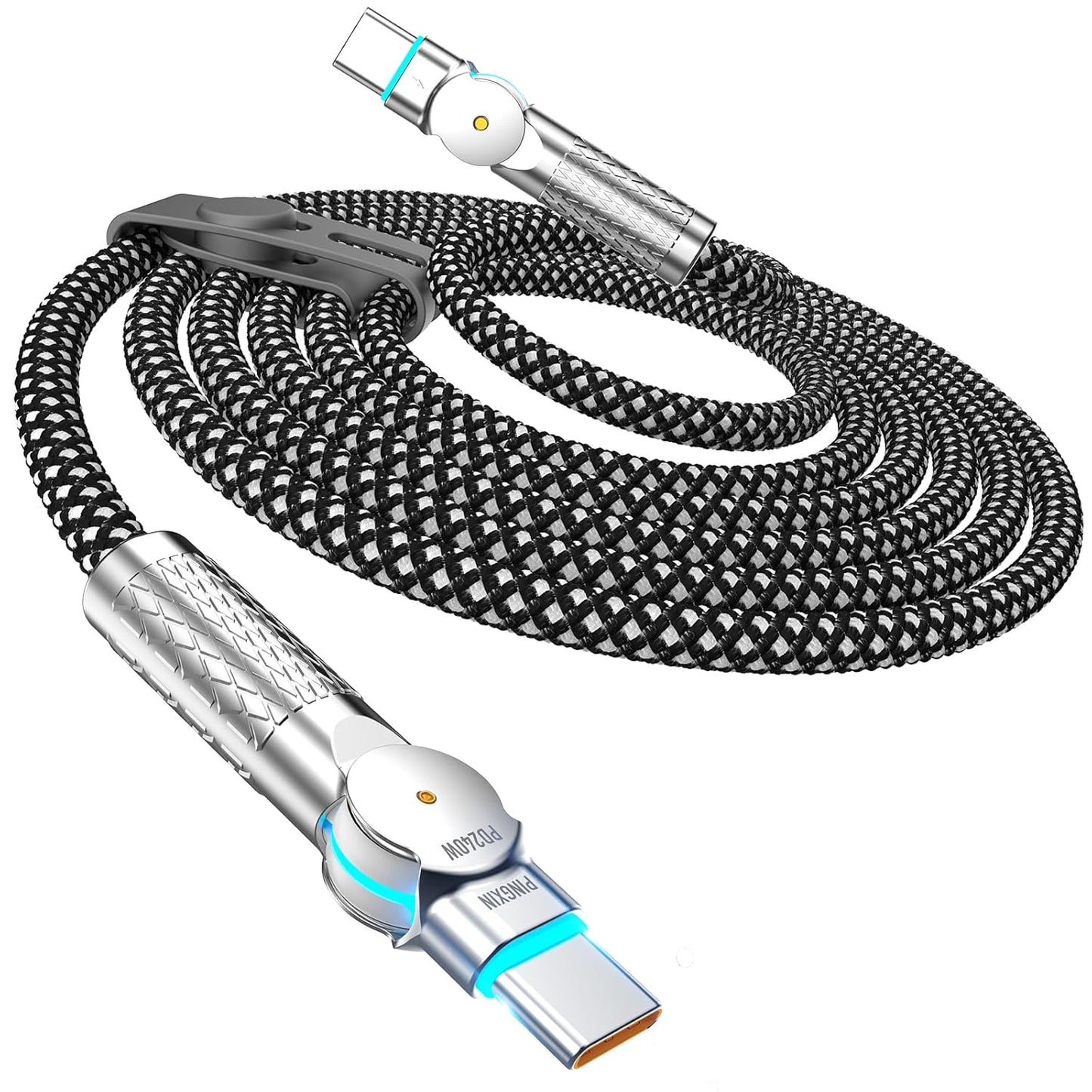 USB C to USB C Cable 10FT 240W, 180°Rotating USB C Cable Braided Type C Charger Cable Fast Charge for iPhone 16/16Pro/16Plus/16ProMax,MacBook Air,iPad Pro,Pixel,Samsung Galaxy S23/S24 Ultra-Black