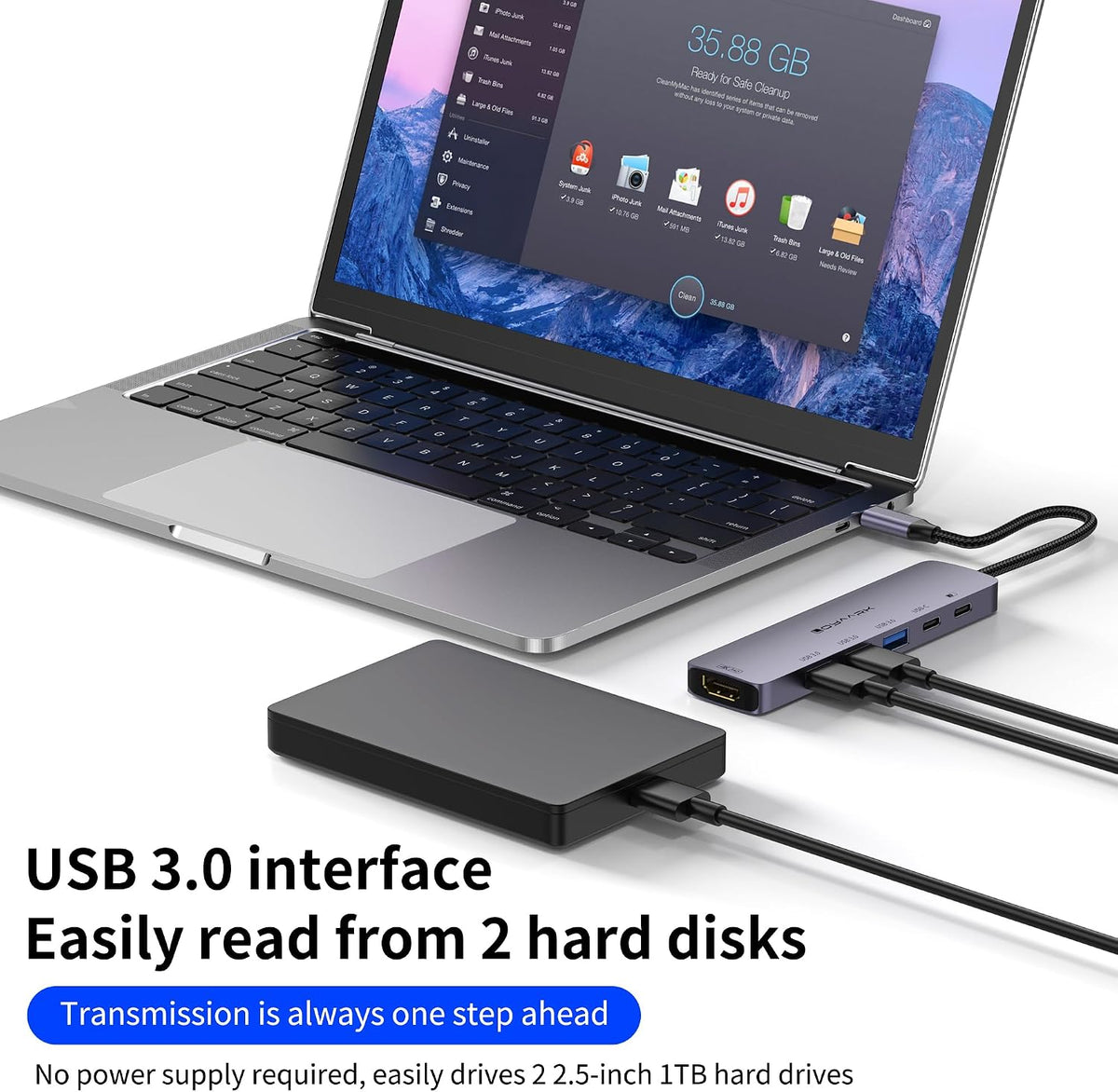 USB C HUB,USB C to 4K30hz HD Multi-Port Adapter,3USB 3.0 Ports and 1 5Gbps USB-C Data Ports,USB cSplitter with 4K30hz HD Port and PD 100W SmartCharging (T601)