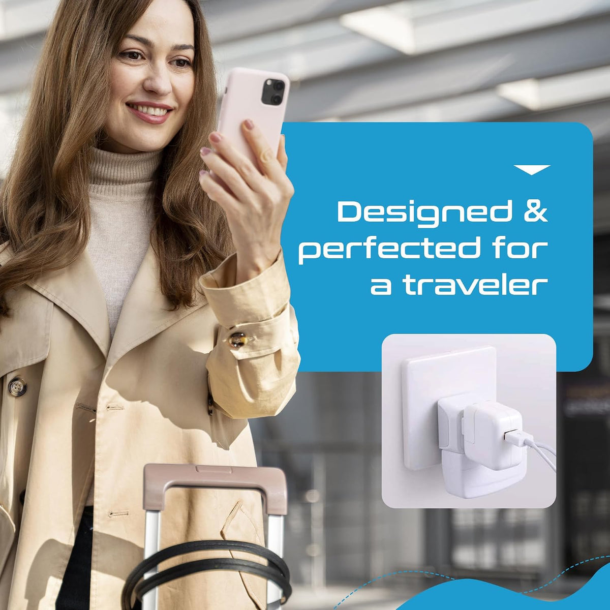 Ceptics Denmark Travel Adapter Plug with Dual Usa Input - Power - Type K (3 Pack) - Ultra Compact - Safe Grounded Perfect for Cell Phones, Laptops, Camera Chargers and More (CT-20)