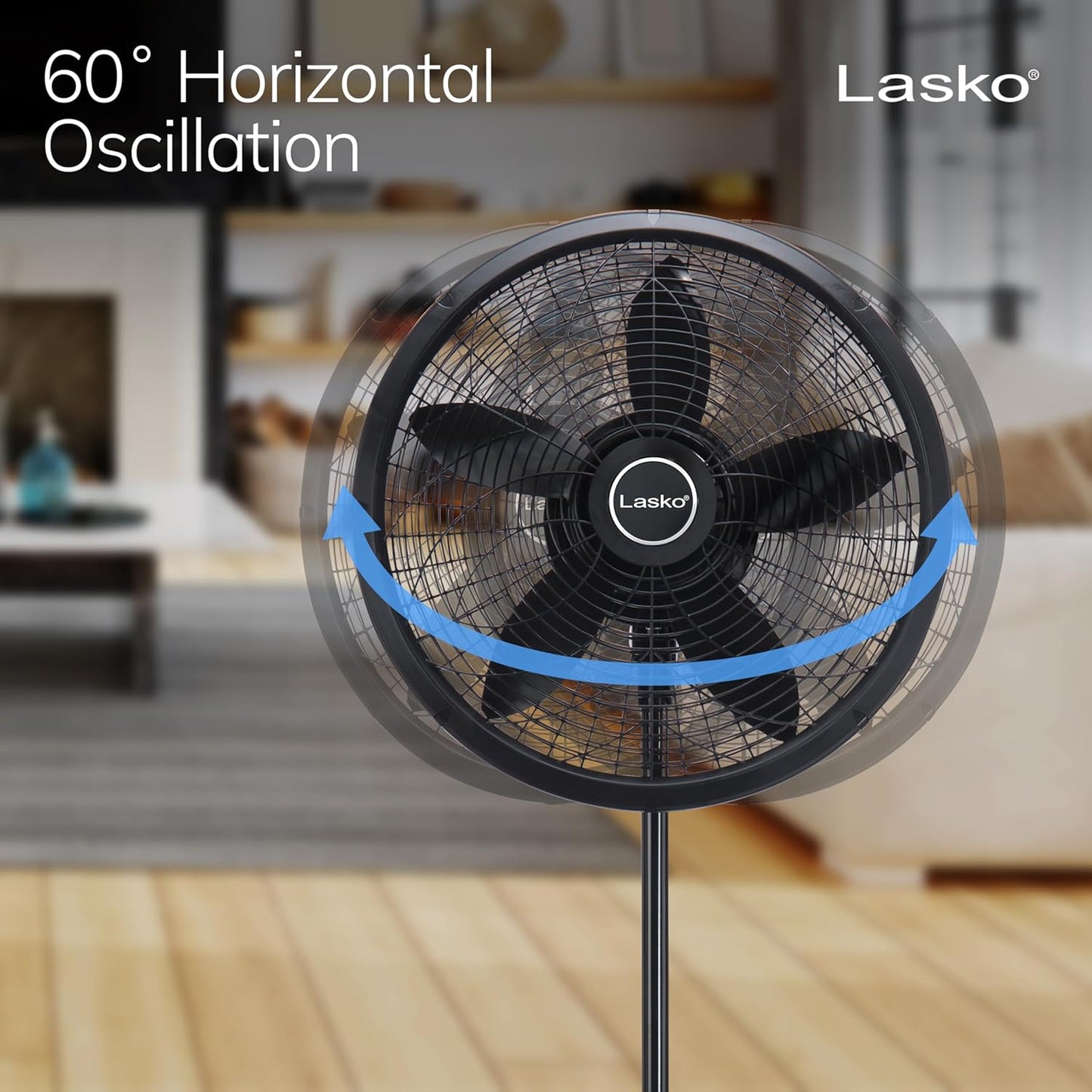 Lasko Pedestal Fan, Oscillating Fan for Bedroom with Adjustable Height and 3 Cooling Speeds, Portable, 18", Black, 1827