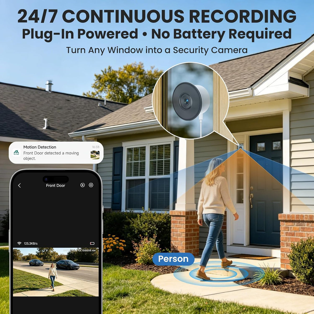 SOLIOM 5MP Window Camera, LCD Touchscreen,24/7 Recording, 2.4&5GHz WiFi