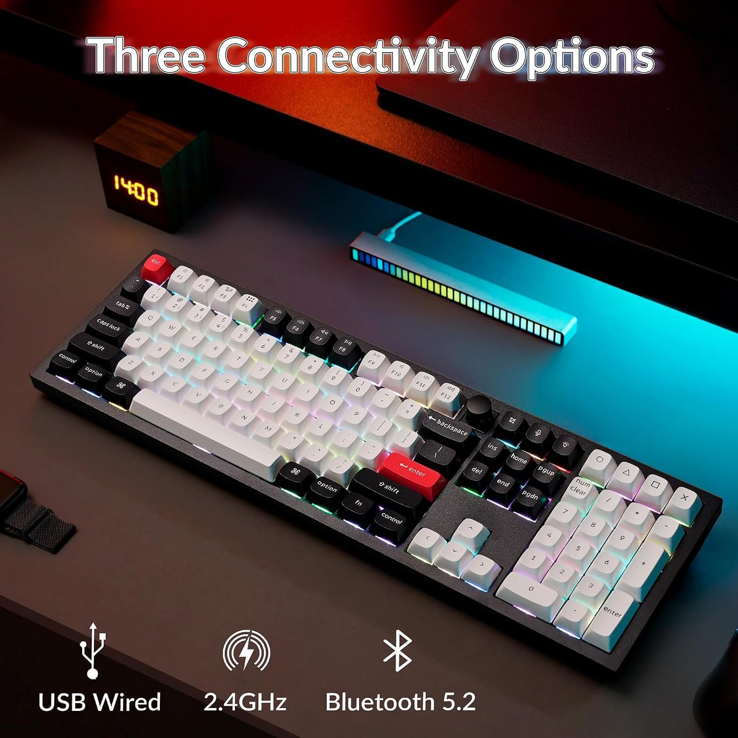 Keychron Q6 HE Wireless Custom Magnetic Keyboard 100% Full-Size Layout | 2.4 GHz/Bluetooth/Wired, QMK Launcher, Hot-Swappable Gateron Double-Rail Magnetic Switches for Mac Windows Linux - Aluminum
