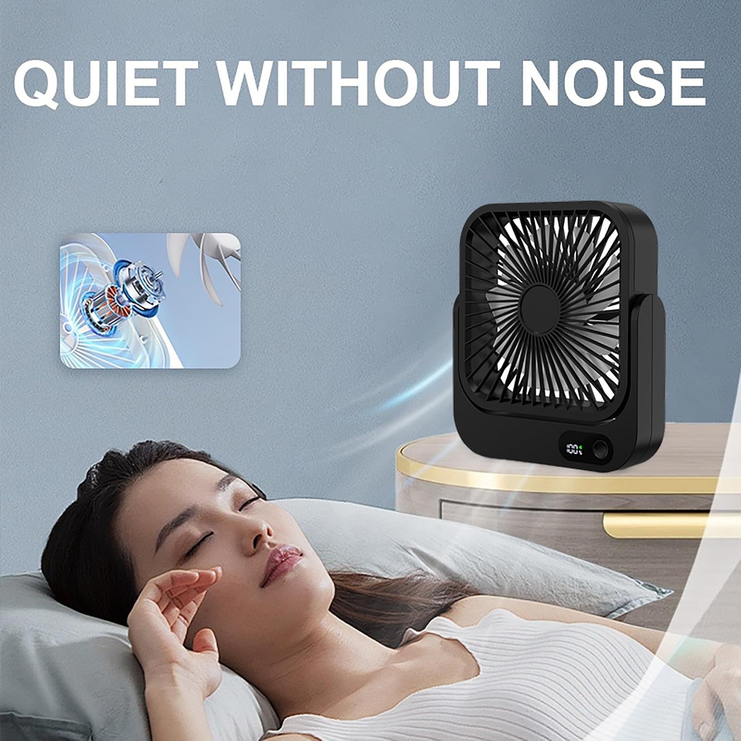 Magnetic Cruise Ship Approved Fan, 5000mAh Battery Operated Cruise Fan with 5 Speeds, Magnetically Sticks on Cabin Ceilings and Walls, Cruise Ship & Cruise Essentials 2026 - Black