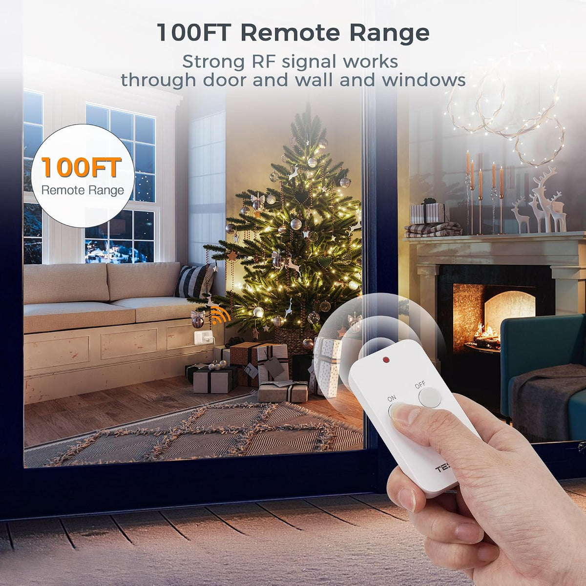 TESSAN Remote Control Outlet, 1 Remote + 1 Outlet | Wireless Light Switch, On Off Switch Plug, 100ft RF Range, 15A/1875W