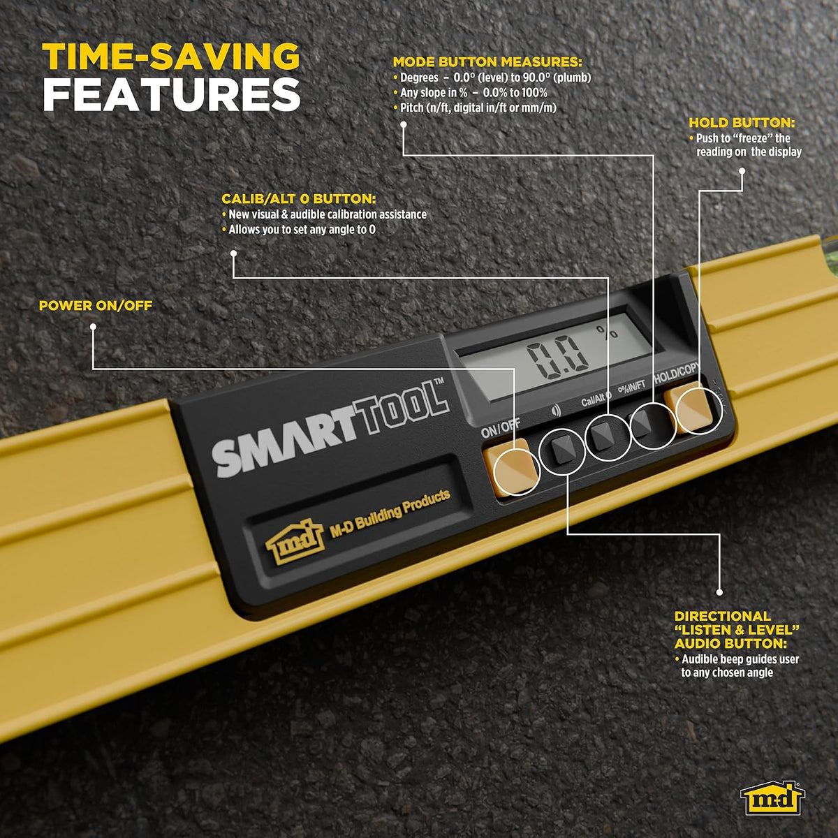 M-D Building SMARTTOOL® Digital Level, Yellow, 48in, With Carry Case