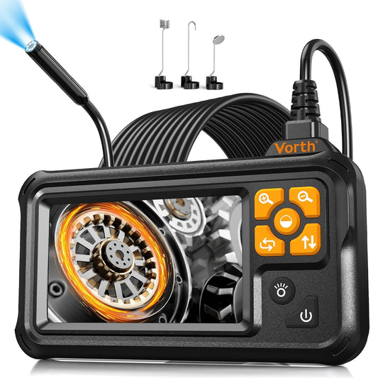 Endoscope Camera with Light, 4.3" IPS Screen 1080P Borescope with 8 LED Lights, 16.5 FT Semi-Rigid Cable Snake Camera, IP67 Waterproof Sewer Inspection Men Tool Single Lens