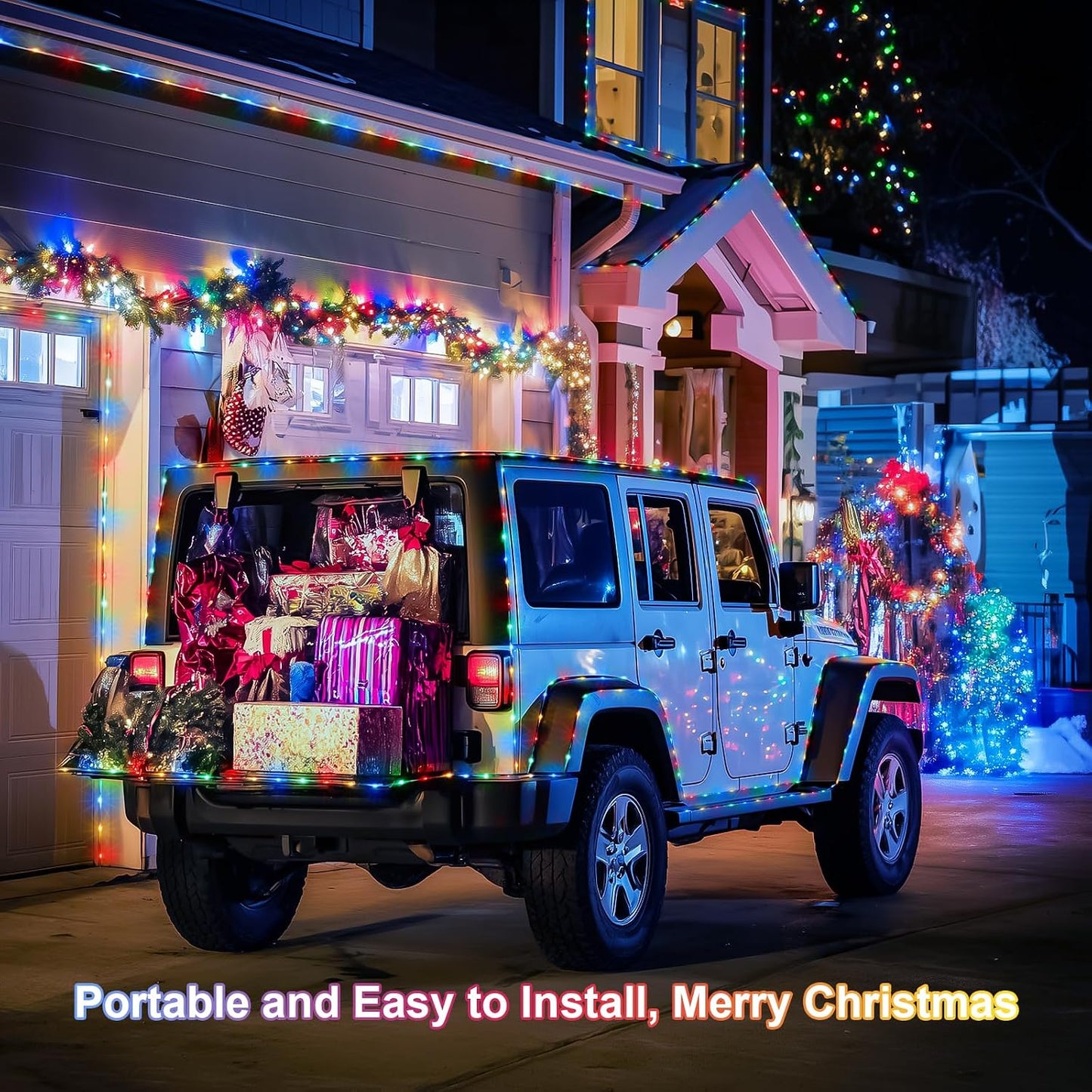 JMEXSUSS 2 Pack Battery Operated String Lights with Remote, Camping Lights | Total 200 LED 66ft 8 Modes Waterproof Battery Powered Rope Lights Indoor Outdoor for Trampoline Camping Decor (Multicolor)