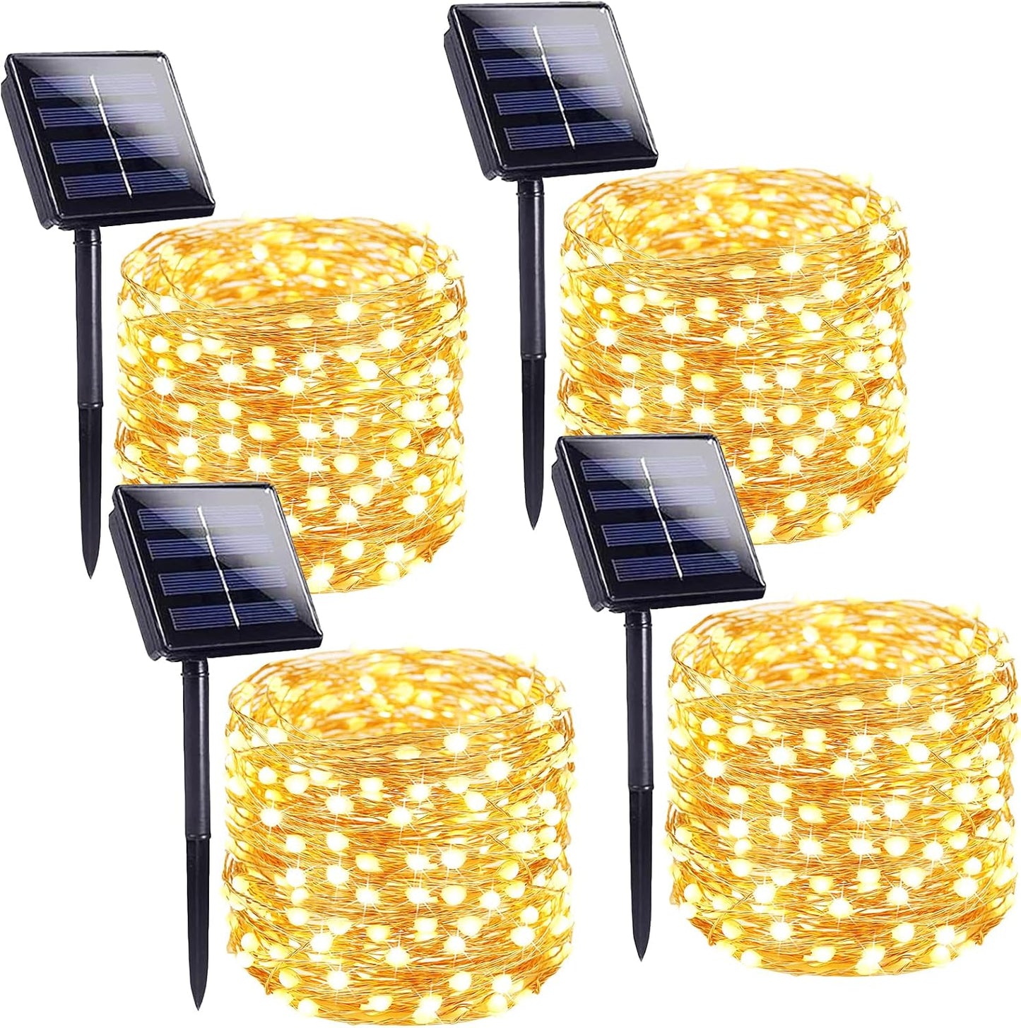 Solar String Lights Outdoor, 2 Pack 80 FT 200 LED Fairy Lights | Warm White, 8 Modes, Memory, Auto On/Off, IP65 Waterproof Copper Wire Twinkle Light for Garden Tree Patio Fence Wedding Decor