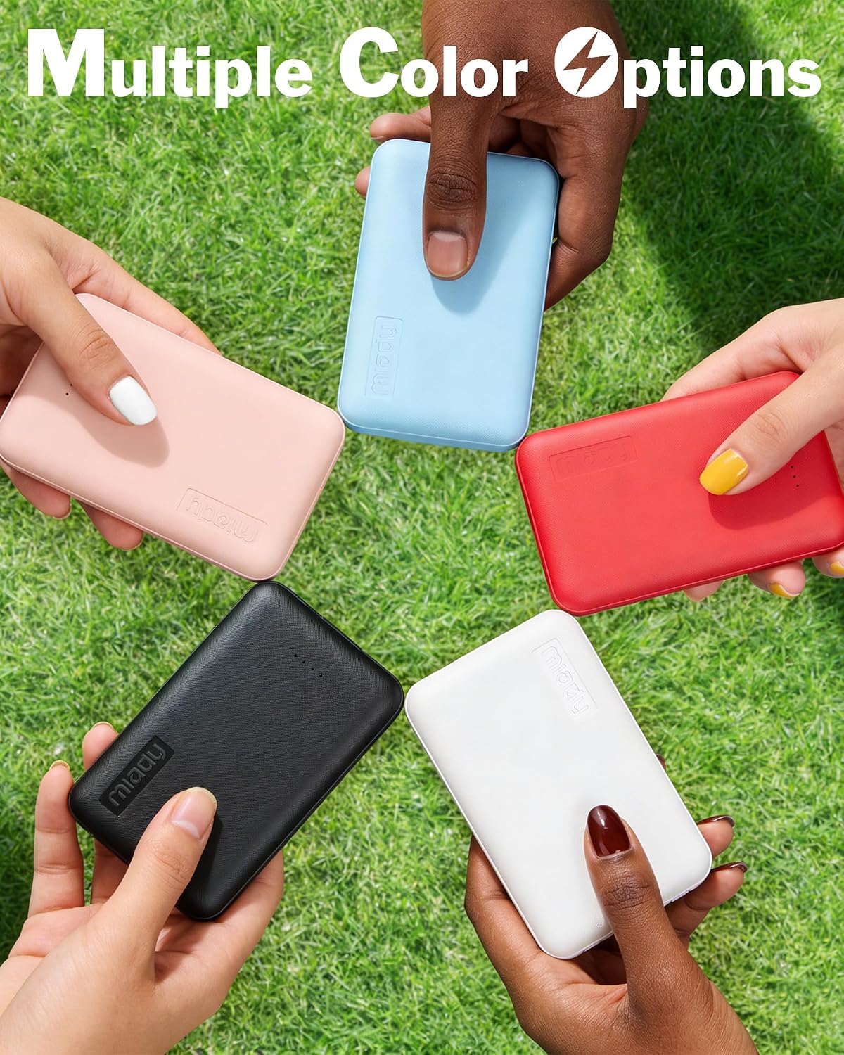 Miady 2-Pack Small Portable Charger 5000mAh Power Bank Travel Battery Pack | Dual USB丨Lightweight丨2 Outputs丨for Backpack丨Compatible with iPhone Galaxy Android etc丨Flight-Safe丨18.5Wh丨Black+White