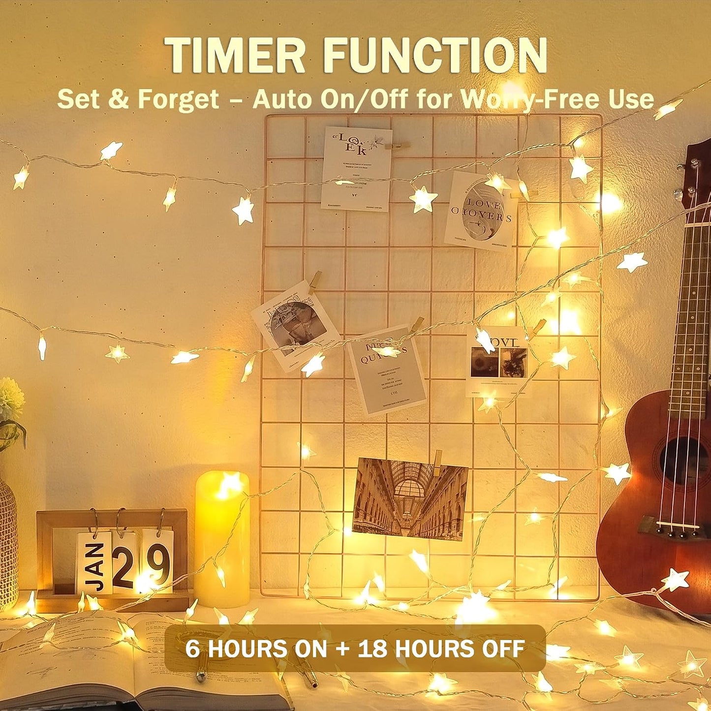 HEYFUNi Warm White Star String Lights, 39FT Plug in Fairy Twinkle Lights | 100LED Christmas Tree Lights With Remote, Star Lights for Bedroom, Home, Girls'Room, Garden, Party, Wedding, Classroom Decor