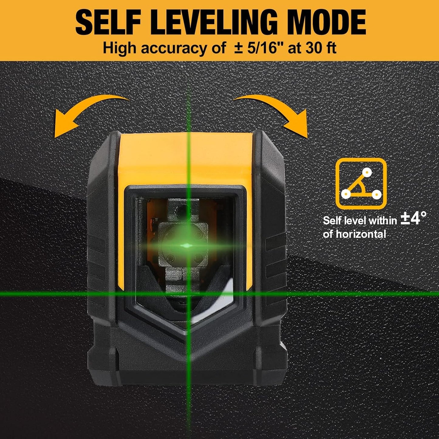 PREXISO Laser Level with Tripod, 65Ft Self Leveling Cross Line Laser Level | 31-1/2 Inch Tripod Green Line Lazer leveler Tool for Hanging Pictures, Home Renovation with LED Indicator & 2 AA Batteries