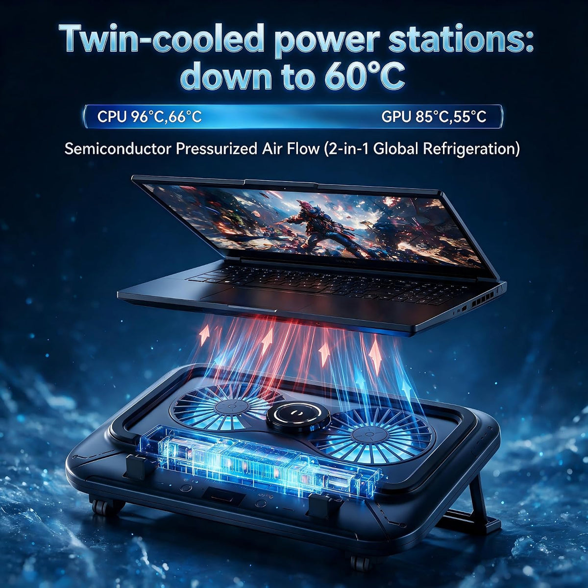 NIMO Laptop Cooling Pad Semiconductor and Pressurized Turbo Fan Station