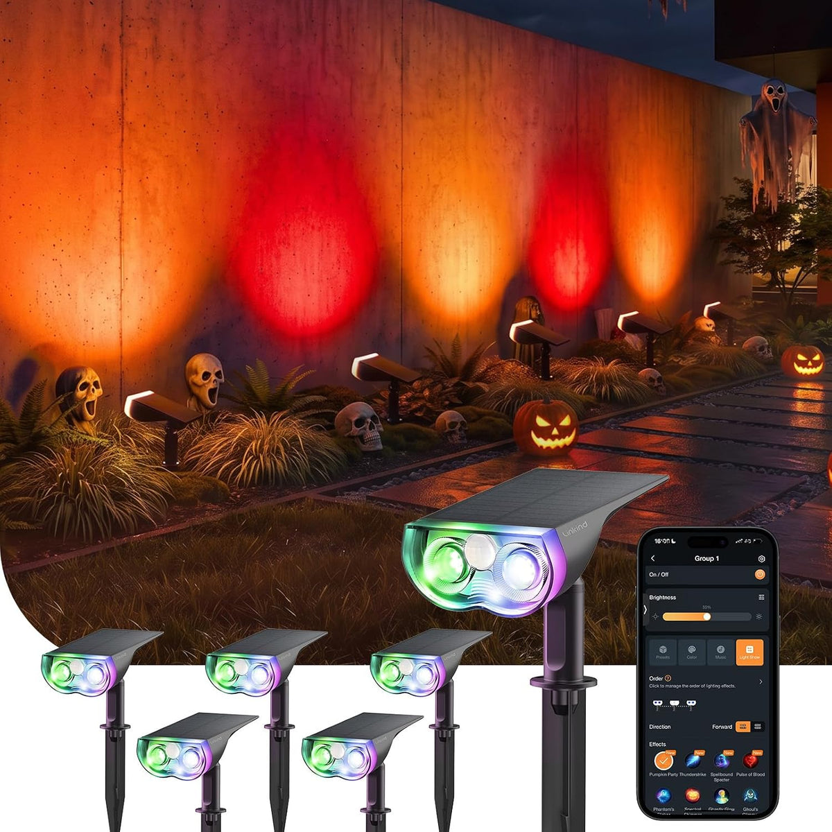 Linkind Smart Solar Lights Outdoor SL5,Motion Sensor,Halloween Decoration