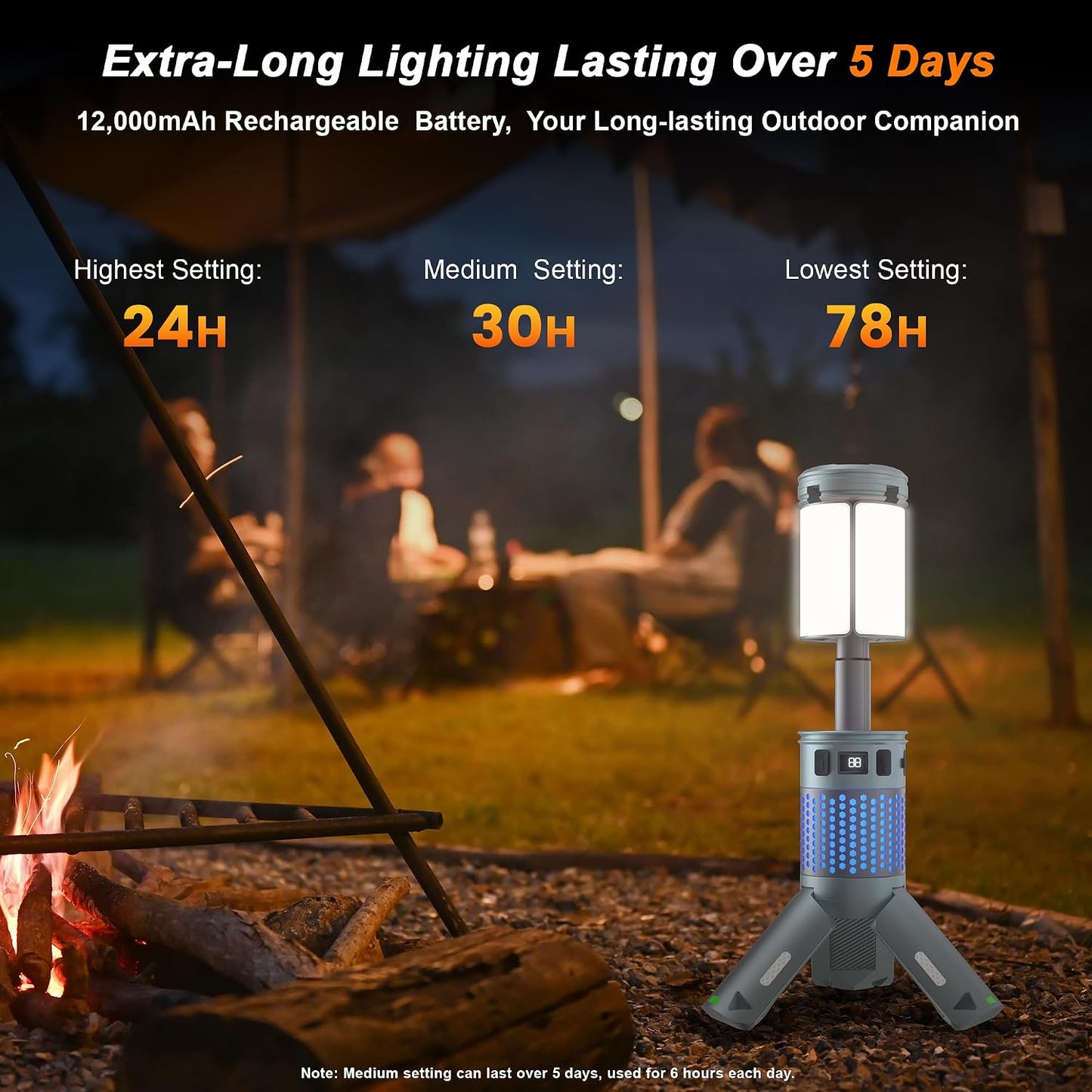 Camping Lights, Rechargeable Telescopic Camping Lights with Stand,12000mAh Camping Lanterns & Lights with RGB, Magnetic Base, Portable Flashlights for Camping, Hiking, Emergency