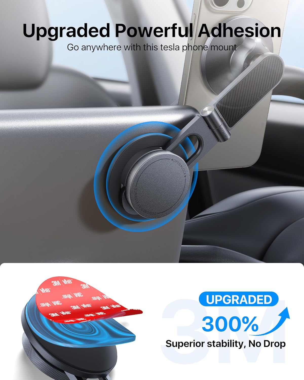 andobil Upgrade Tesla Phone Mount [Strong Magnet & Foldable] MagSafe Car Mount for Tesla New Model Y Juniper Model 3, 360° Adjustable Tesla Phone Holder fits iPhone 17 16 15 Pro Max, Tesla Accessories