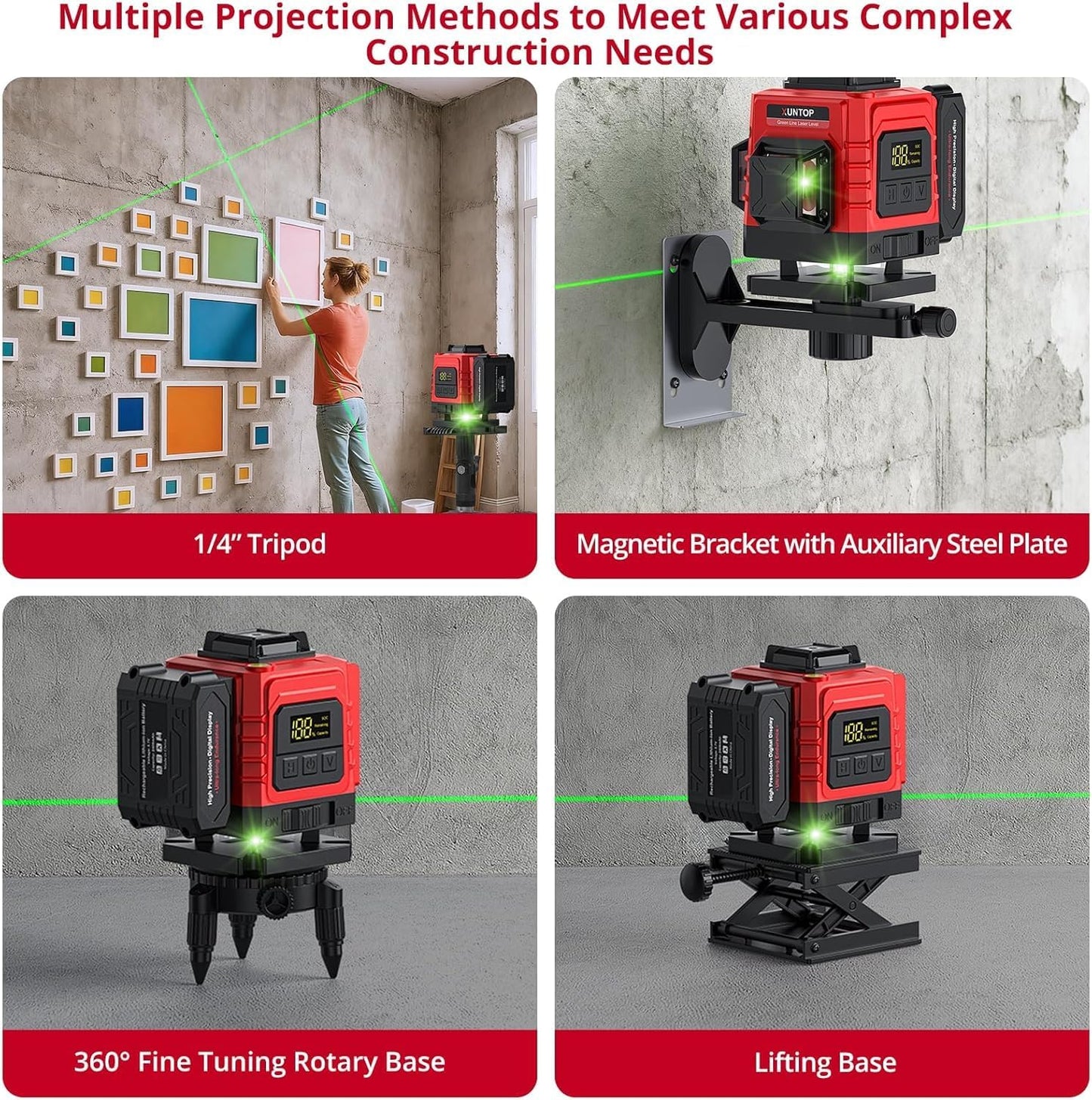 12 Line Laser Level 30M/98Ft Self Leveling Laser Level with Remote Control & Triangle Bracket Green Laser Measuring Tool for Picture Hanging Floor Construction(Class 2 Laser, <1mW Power Output)