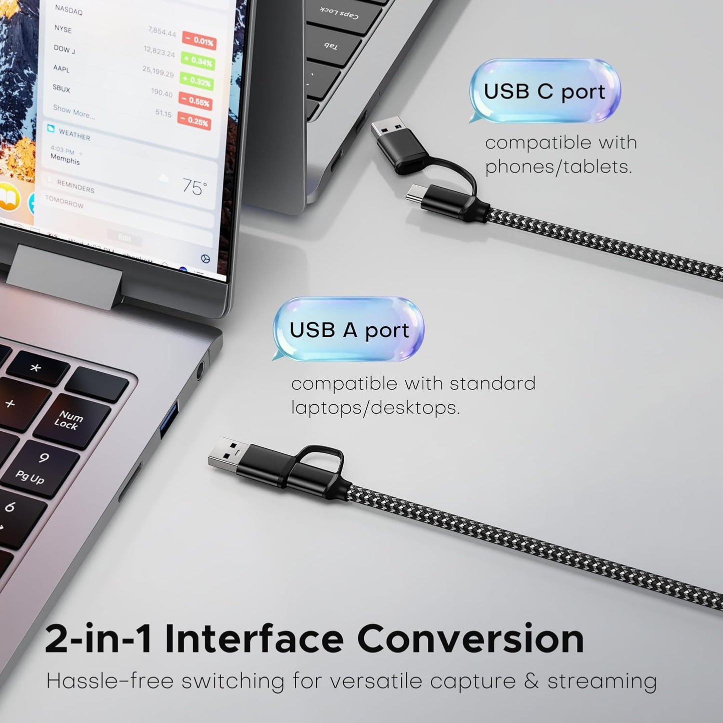 acer Capture Card for Streaming, HDMI to USB 3.0 1080P 60FPS Video Capture | Plug and Play with Type-C & Type-A Ports, Compatible with iPad, macOS, Windows, Switch2, PS5/4, Quest3, Camera, OBS, Xbox