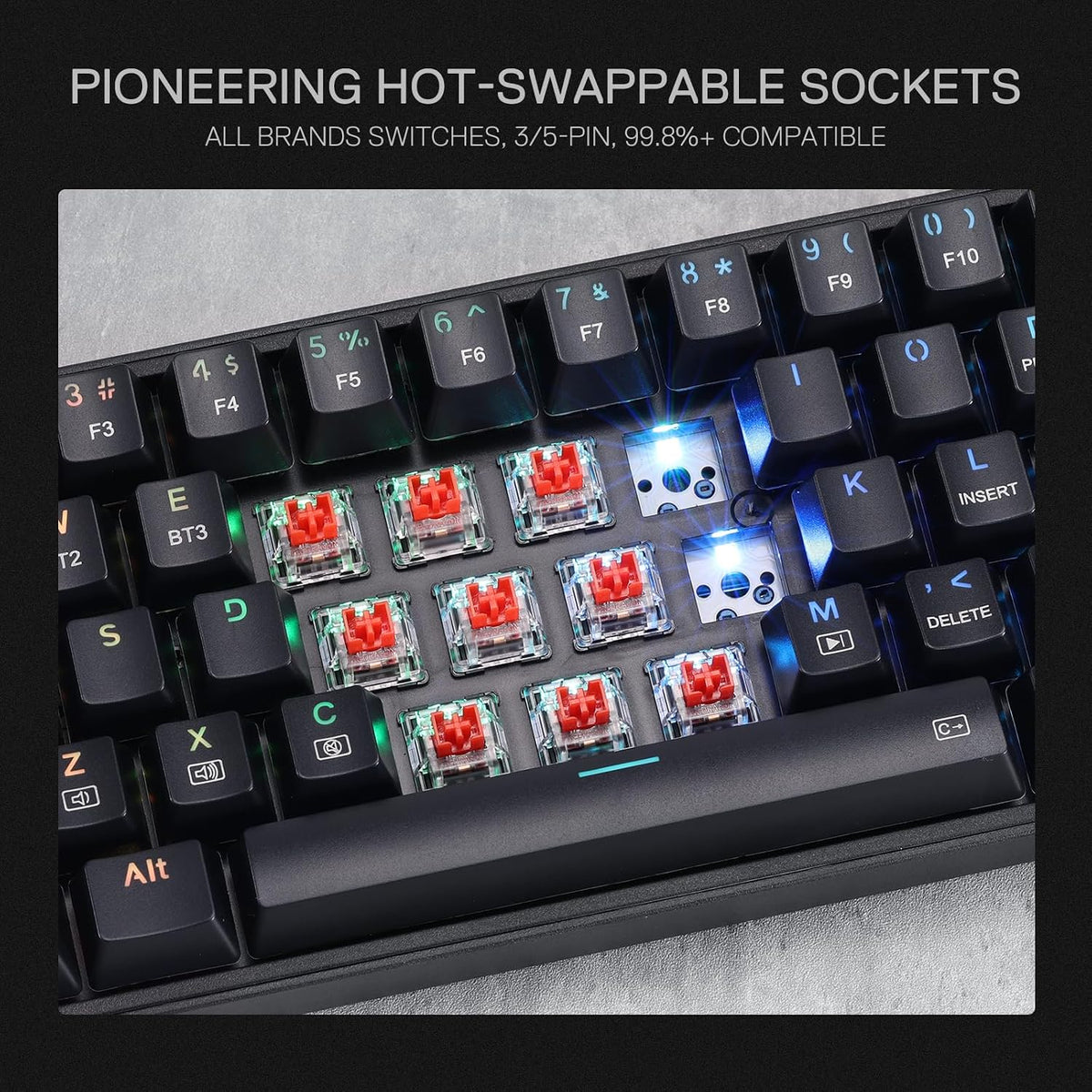 Redragon S136 Combo, K628 PRO 75% Wireless Gaming Keyboard + 7200 DPI Mouse | 78-Key Dedicated Arrow & Numpad, 0-Delay Tri-Mode Both Devices, Swap-Ready Socket, Shared Dongle, M693 5 on-board CPI Mice