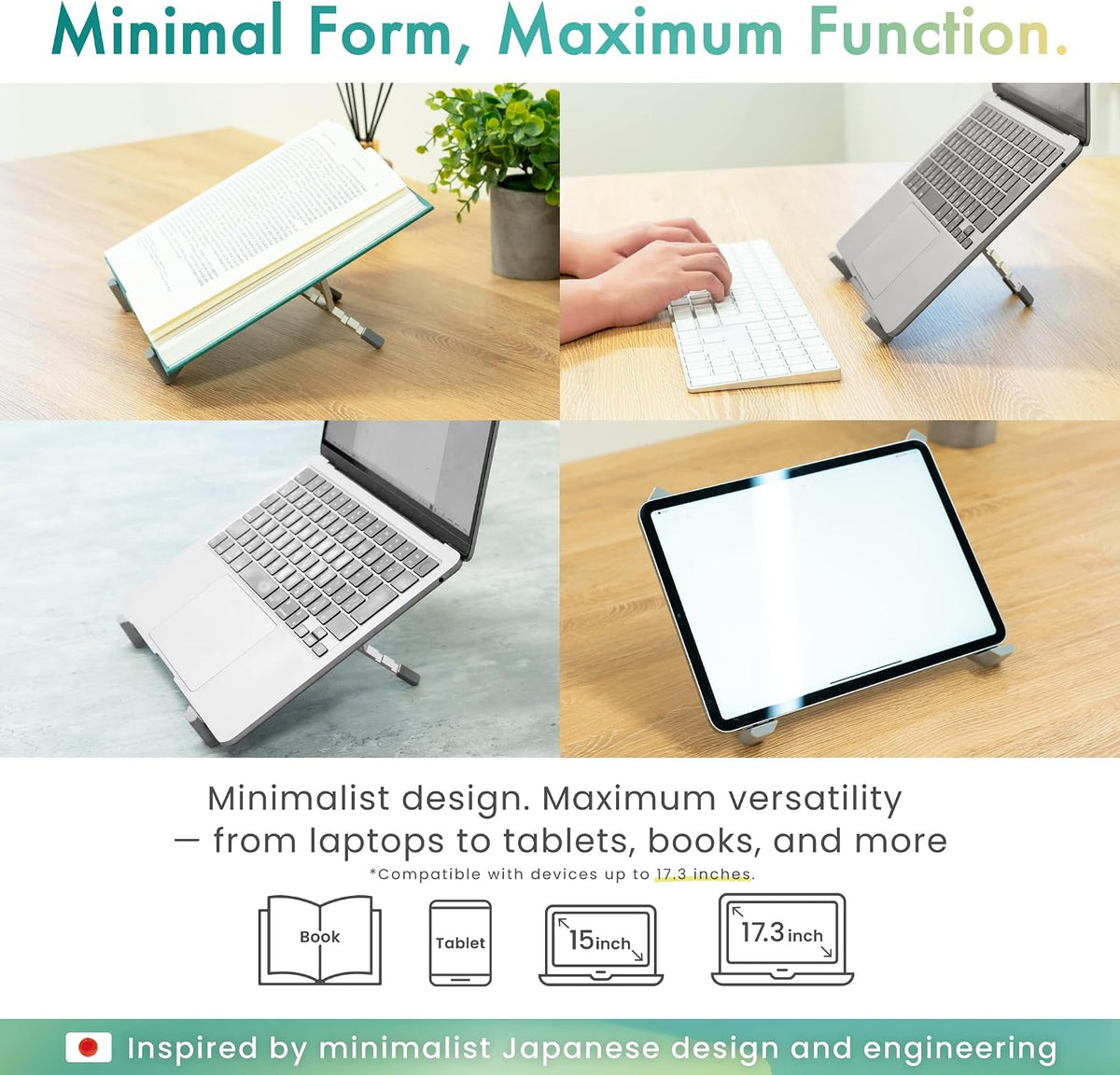 BELLEMOND Adjustable Laptop Stand | Foldable Aluminum Riser | X-Frame Ergonomic Japanese Design | Fits MacBook Pro/Air, Dell, Lenovo & 10–17.3” Laptops | Portable & Lightweight | Midnight Black