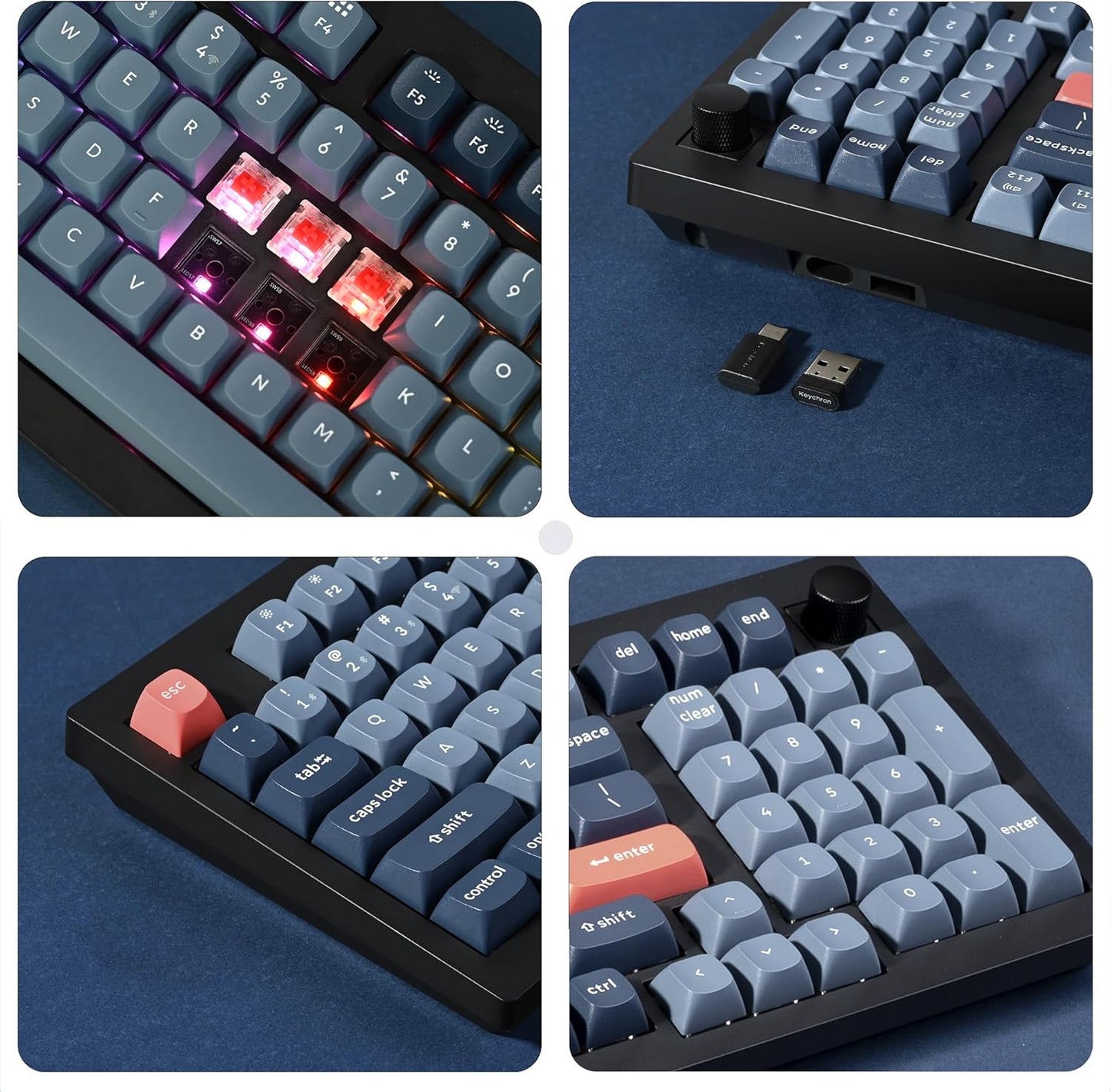 Keychron V5 Max Custom Wireless Mechanical Gaming Keyboard with Number Pad, 96% Layout QMK/VIA 2.4 GHz/Bluetooth 5.1/Wired, RGB Backlit Hot-Swappable Gateron Red Switch for Mac Windows Linux