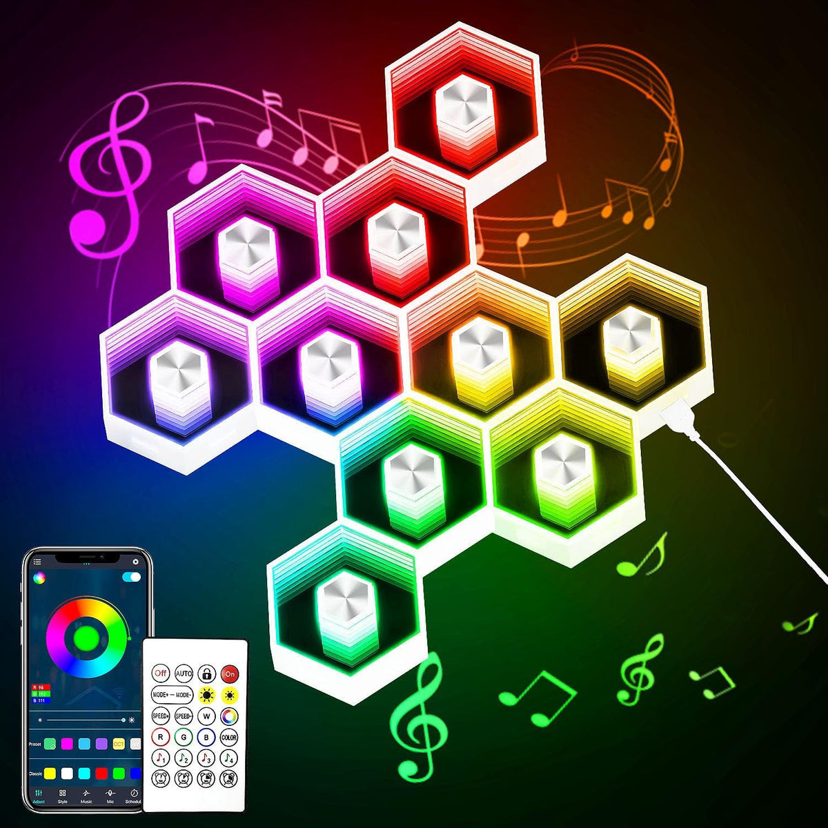 10 Pack Hexagon Lights Wall Panel