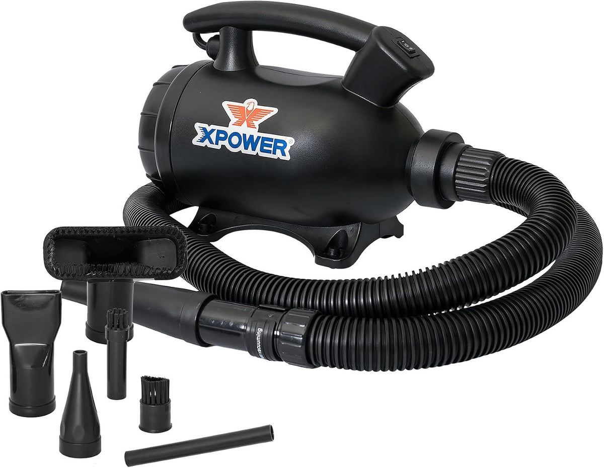 XPOWER A-5 Electric Air Duster for Dusting, Drying, Inflating, Blowing, Vacuuming, Car Detailing, Computer, Leaf Blowing, 100 CFM, 5 Nozzles + 2 Brushes, High Performance Motor, Eco-Friendly