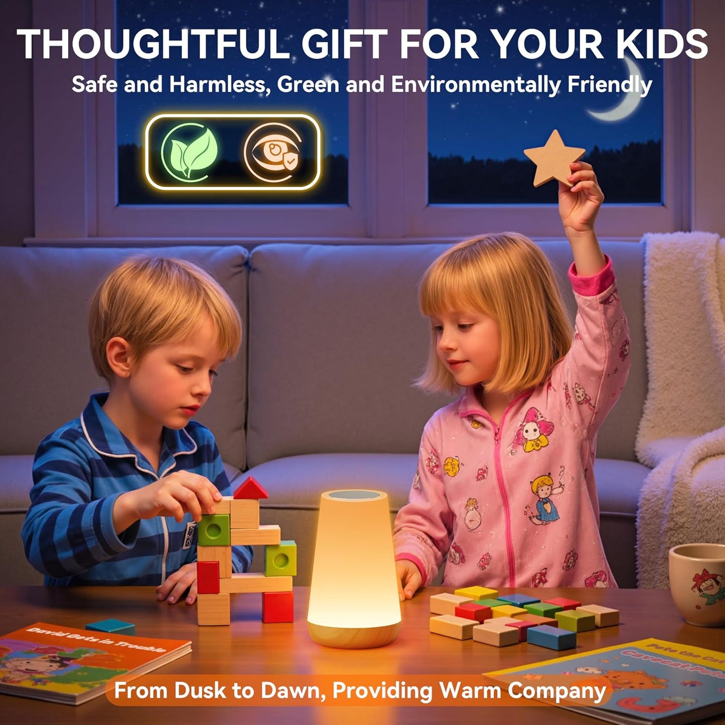 Auxmir Rechargeable Night Light, Remote Control Lamp, Light Brown-2 Pack | touch control, 13 colors, 5 brightness levels, 4 lighting modes, 1/2/4/6-hour auto-off, portable for nursery and camping