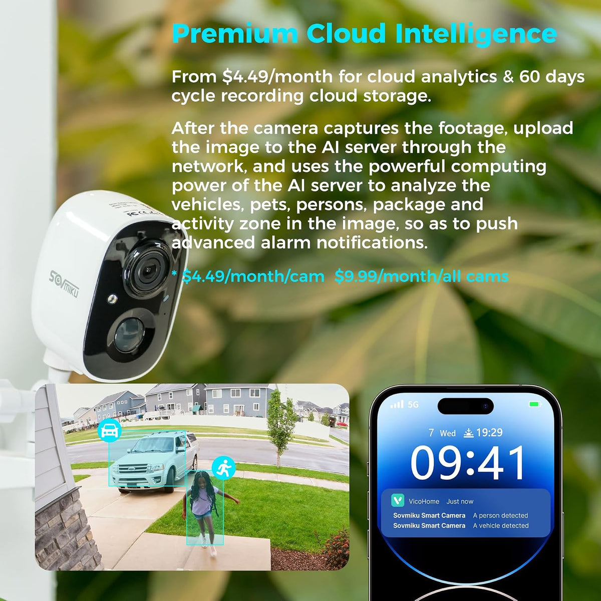 Vicohome 2K Security Camera Wireless Wi-Fi Indoor/Outdoor,Battery Powered,Easy to Setup,PIR Motion Detection,Two Way Audio, Audible Flashlight Siren,2.4GHz, Color Night Vision,180 Days Exchange Policy