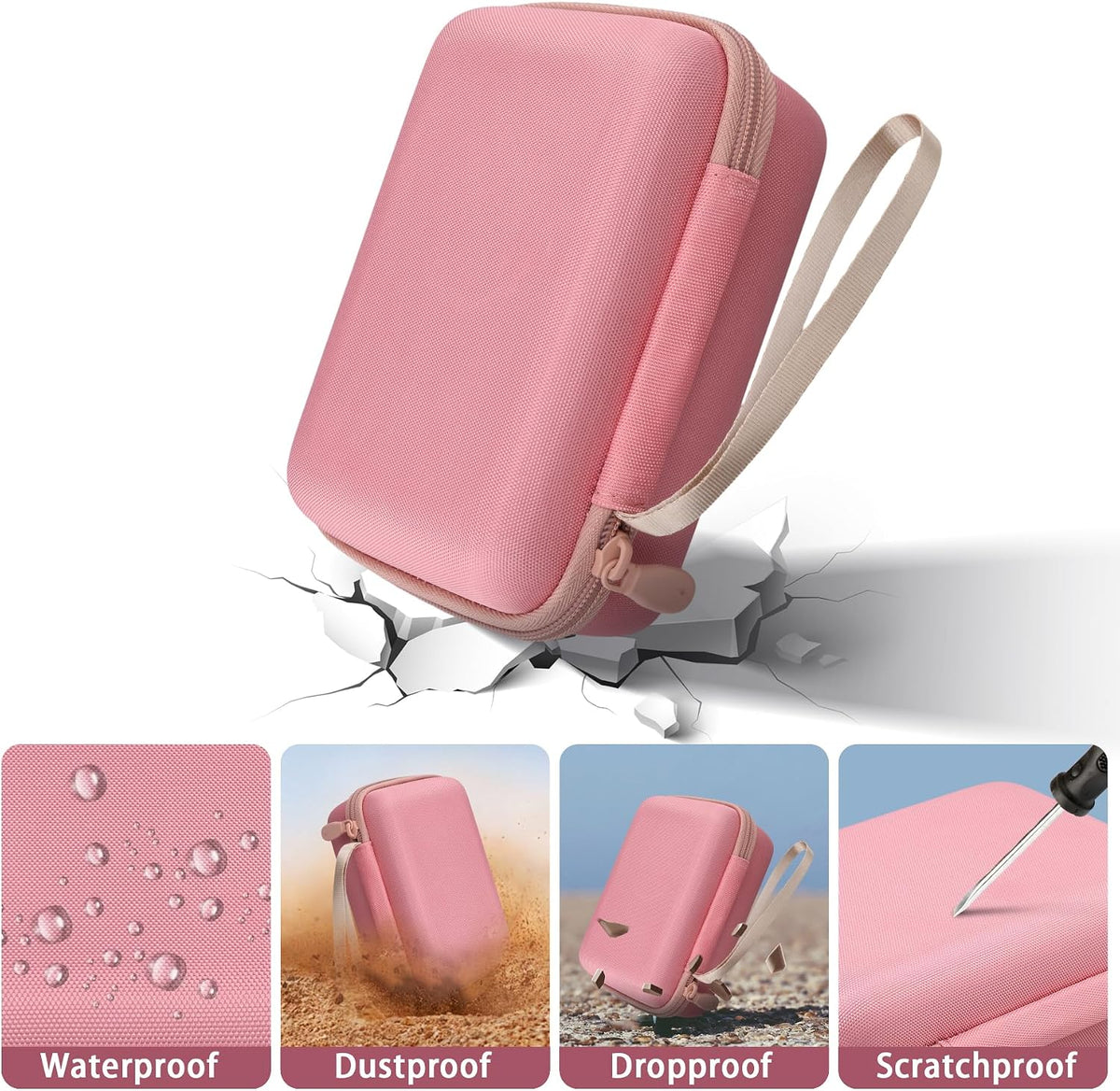 Hard Storage Case for WOLFBOX MF100/MF50/MF60/70 Electric Air Duster | Shockproof, Anti-crush, Mesh Pocket, Accessory storage, Not losing accessories, Protective Storage Box, Pink Case