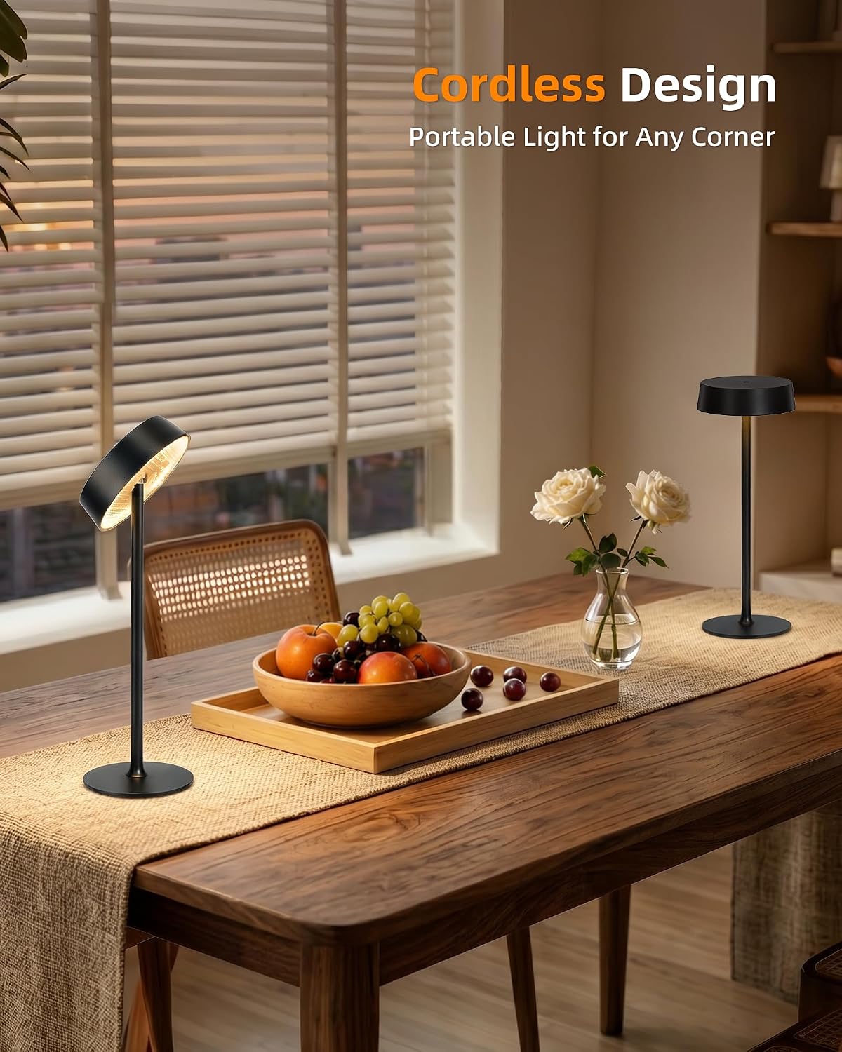 EZVALO Cordless Lamp, Rechargeable Table Lamp, Battery Operated | Portable Outdoor Waterproof, 3 Color Temps RGB, Dimmable Touch Control, LED Memory Function, Restaurant Dining Patio Kitchen